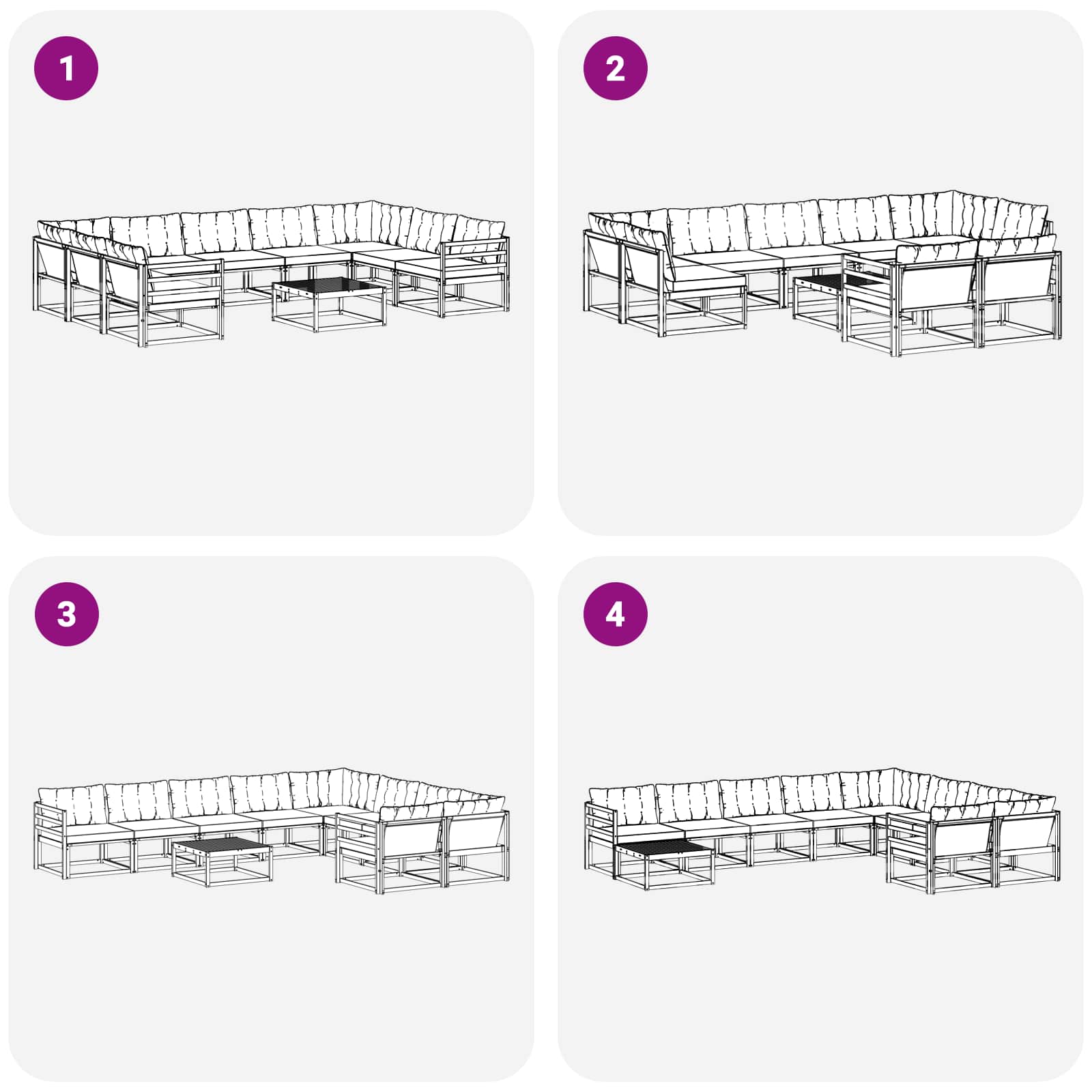 Set vanjskih sofa s jastukom 10 pcs Bijela i bež
