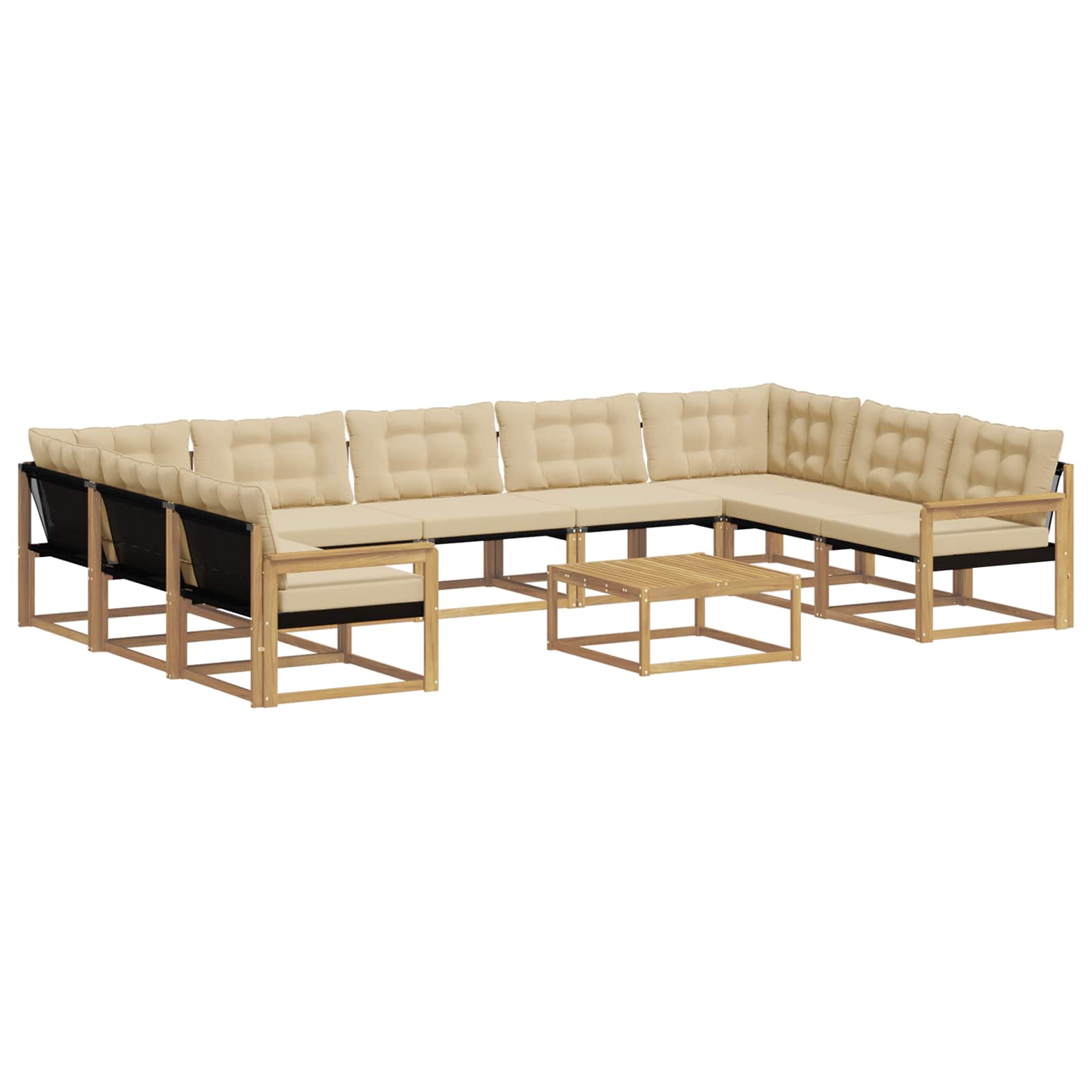 Set vanjskih sofa s jastukom 10 pcs Bijela i bež