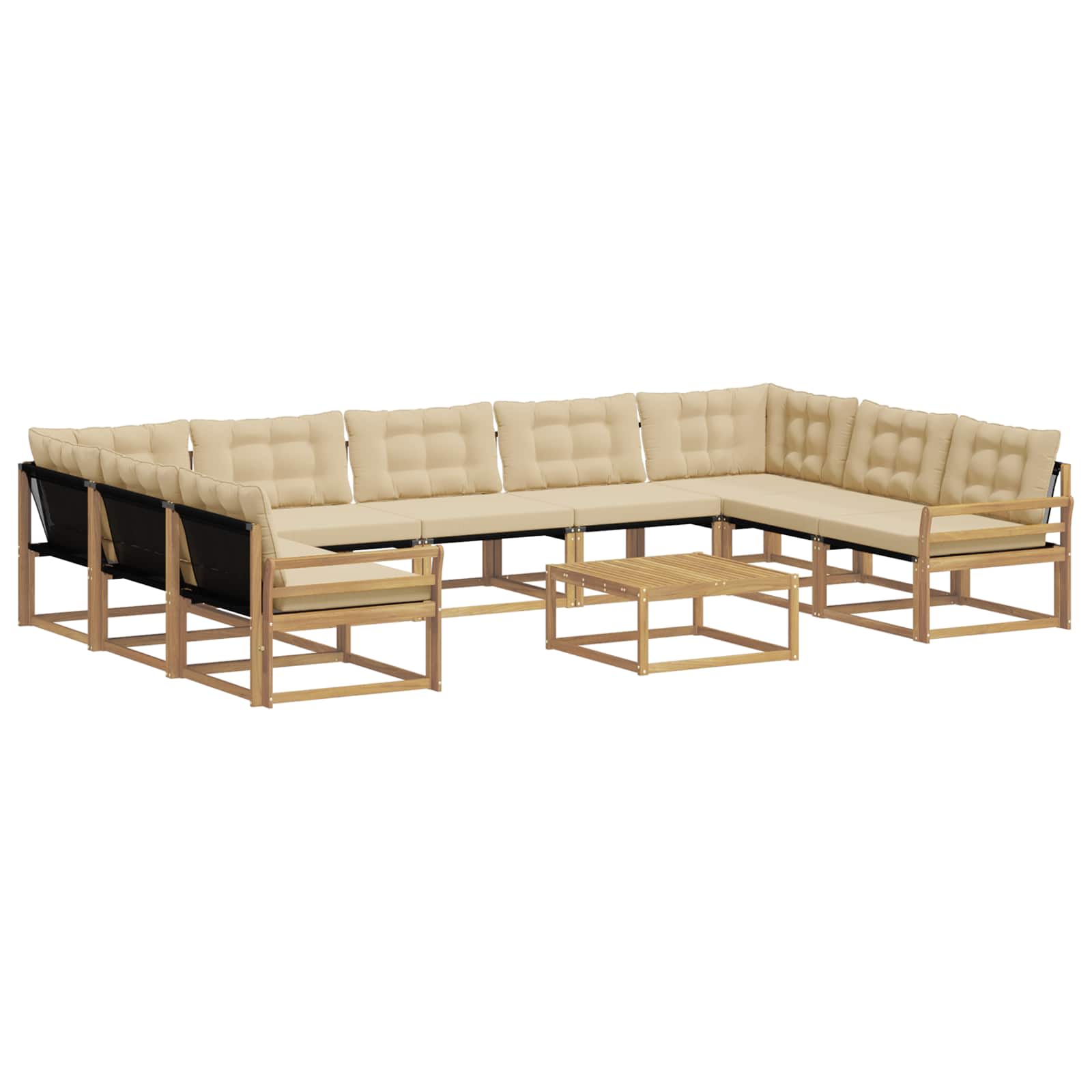 Set vanjskih sofa s jastukom 10 pcs Bijela i bež