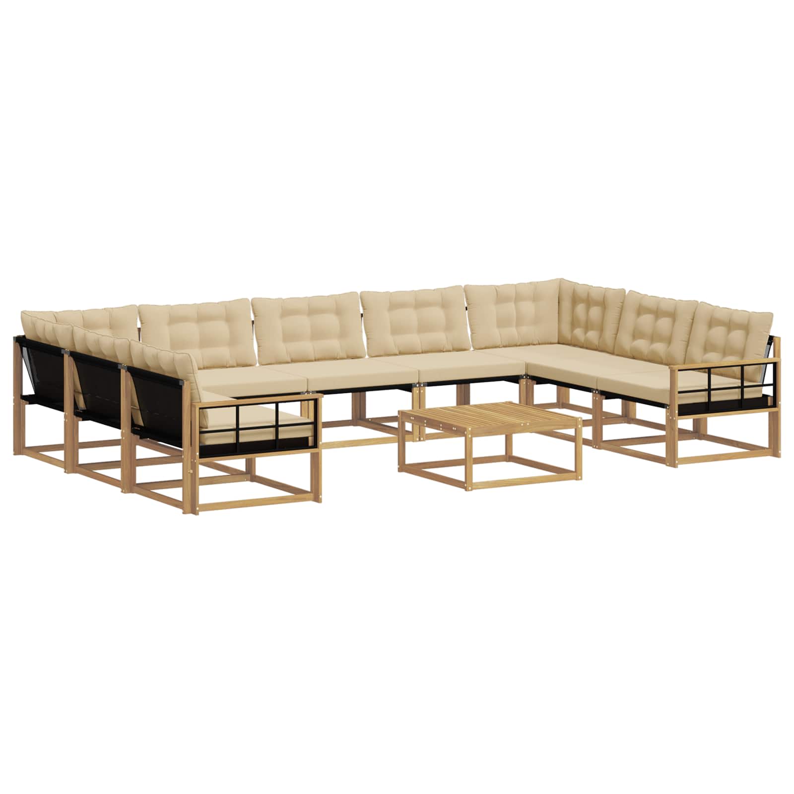 Set vanjskih sofa s jastukom 10 pcs Bijela i bež
