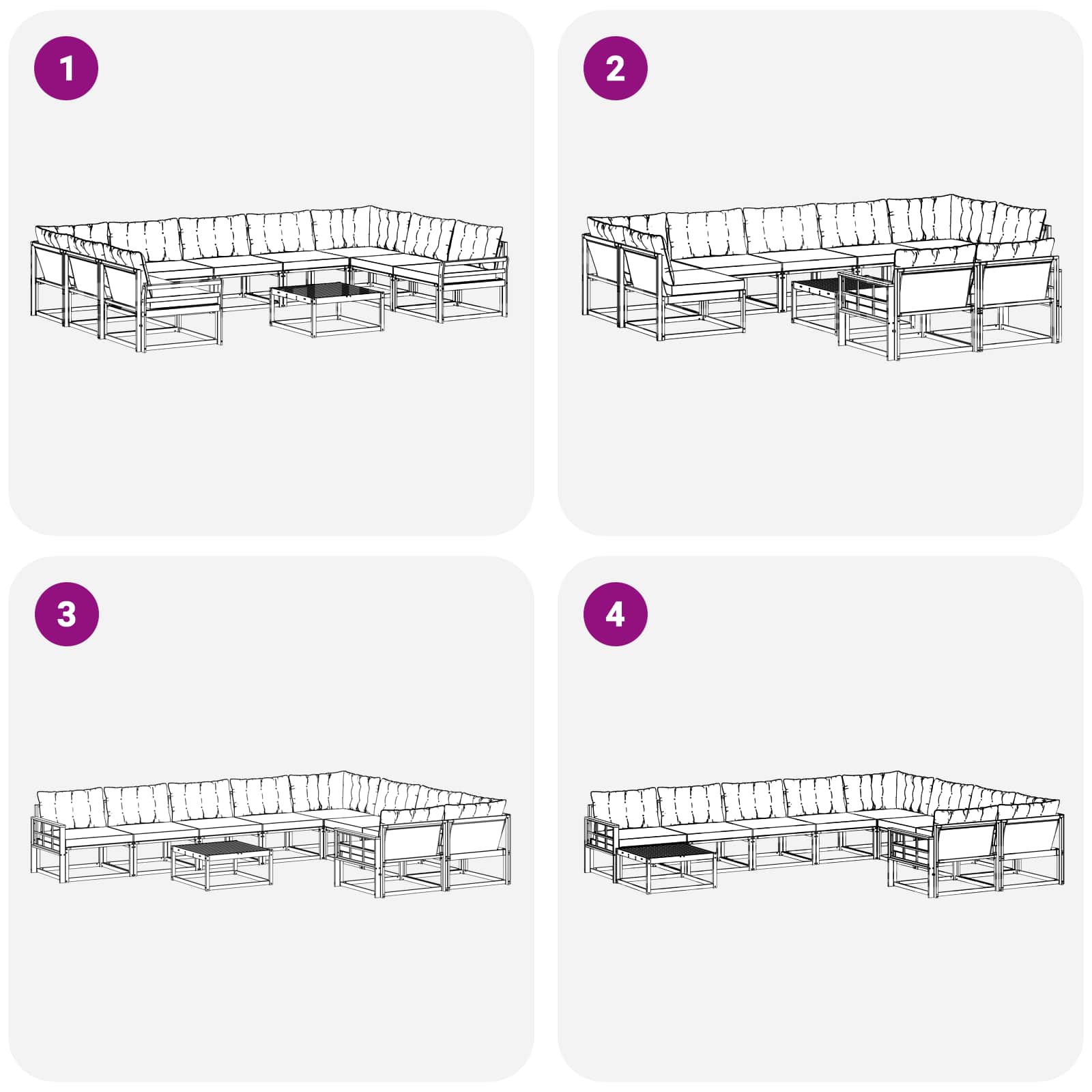 Set vanjskih sofa s jastukom 10 pcs Bijela i bež