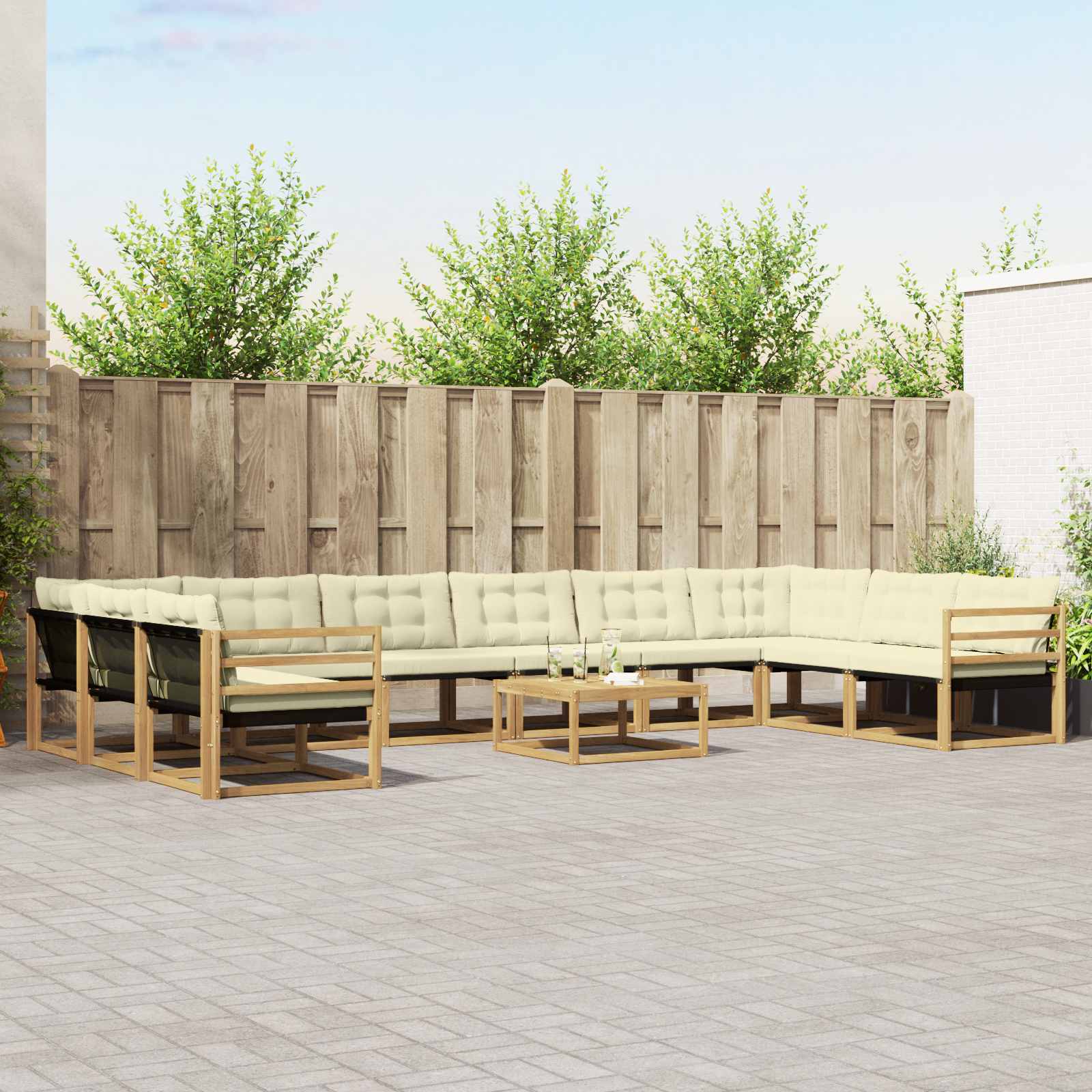 Set vanjskih sofa s jastukom 11 pcs Bijela i krem