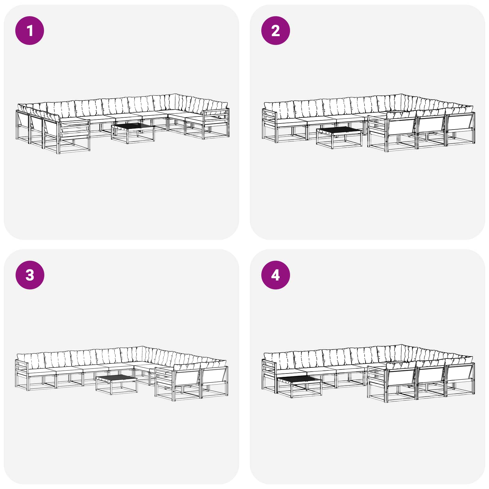 Set vanjskih sofa s jastukom 11 pcs Bijela i krem