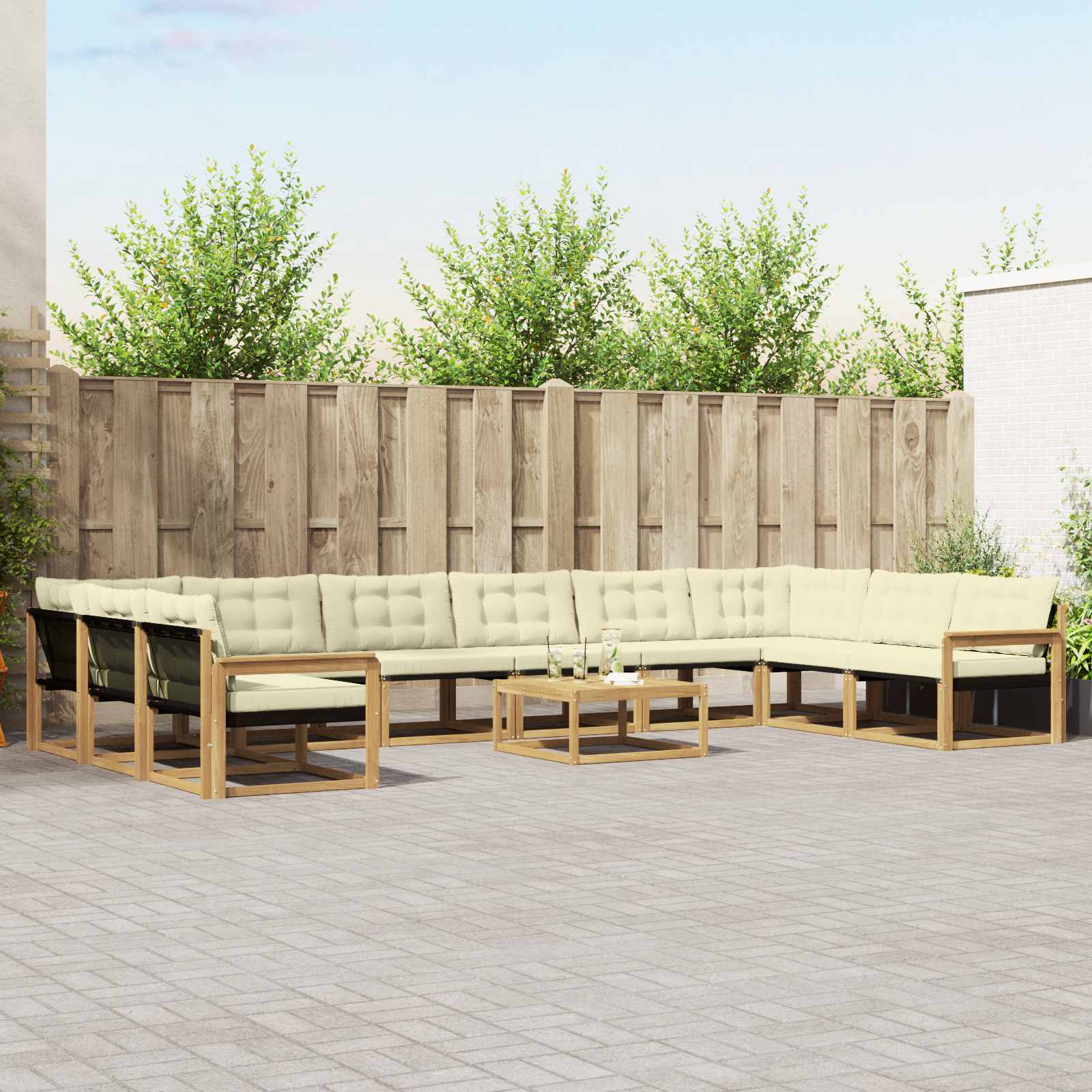 Set vanjskih sofa s jastukom 11 pcs Bijela i krem