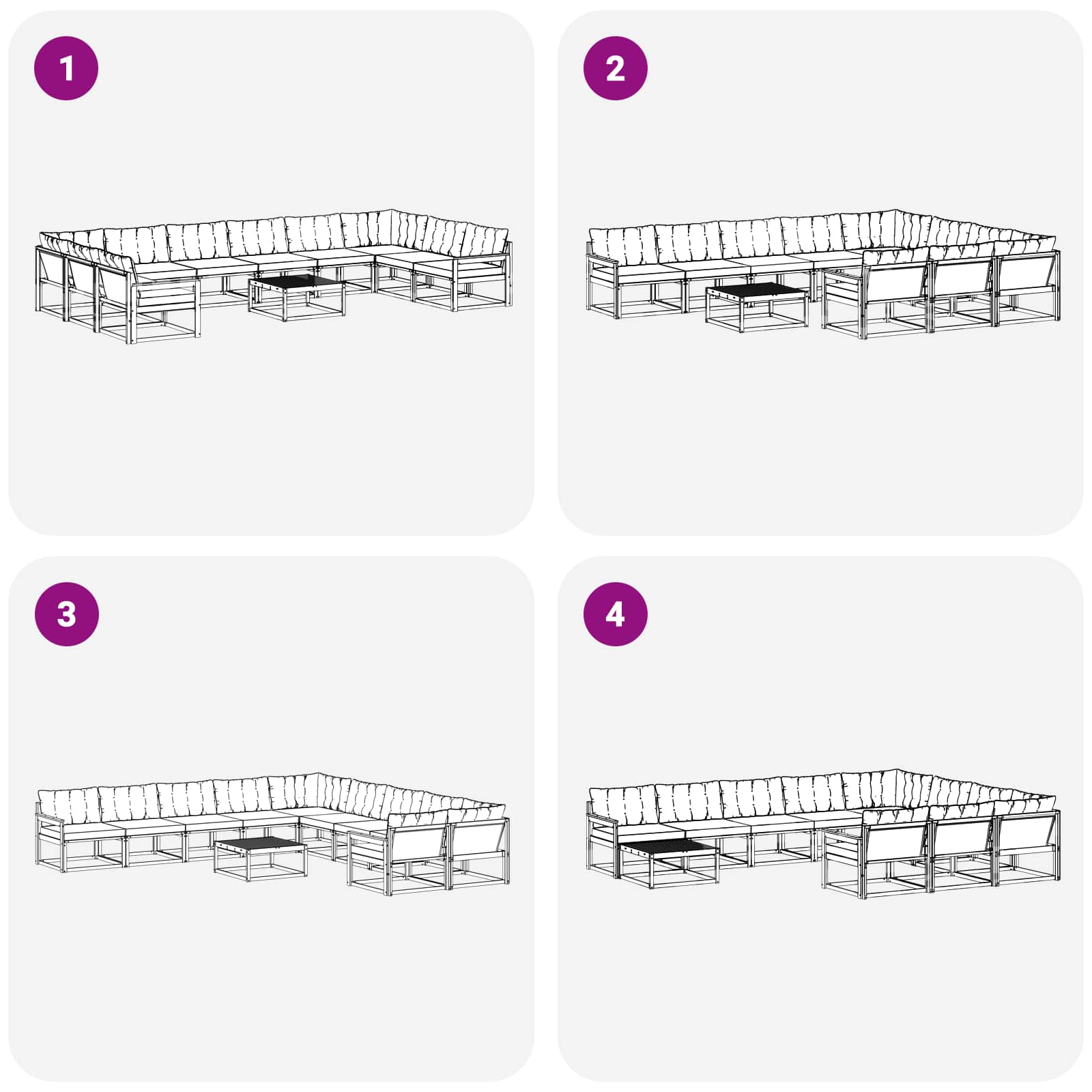 Set vanjskih sofa s jastukom 11 pcs Bijela i krem