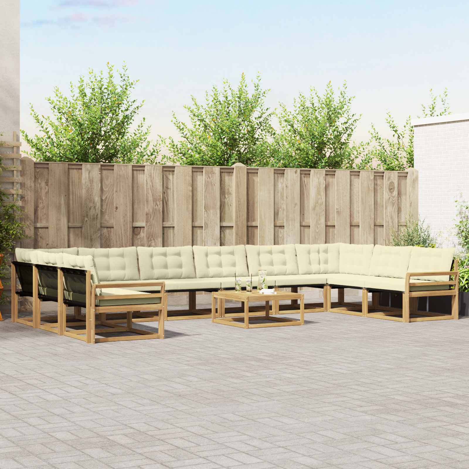 Set vanjskih sofa s jastukom 11 pcs Bijela i krem