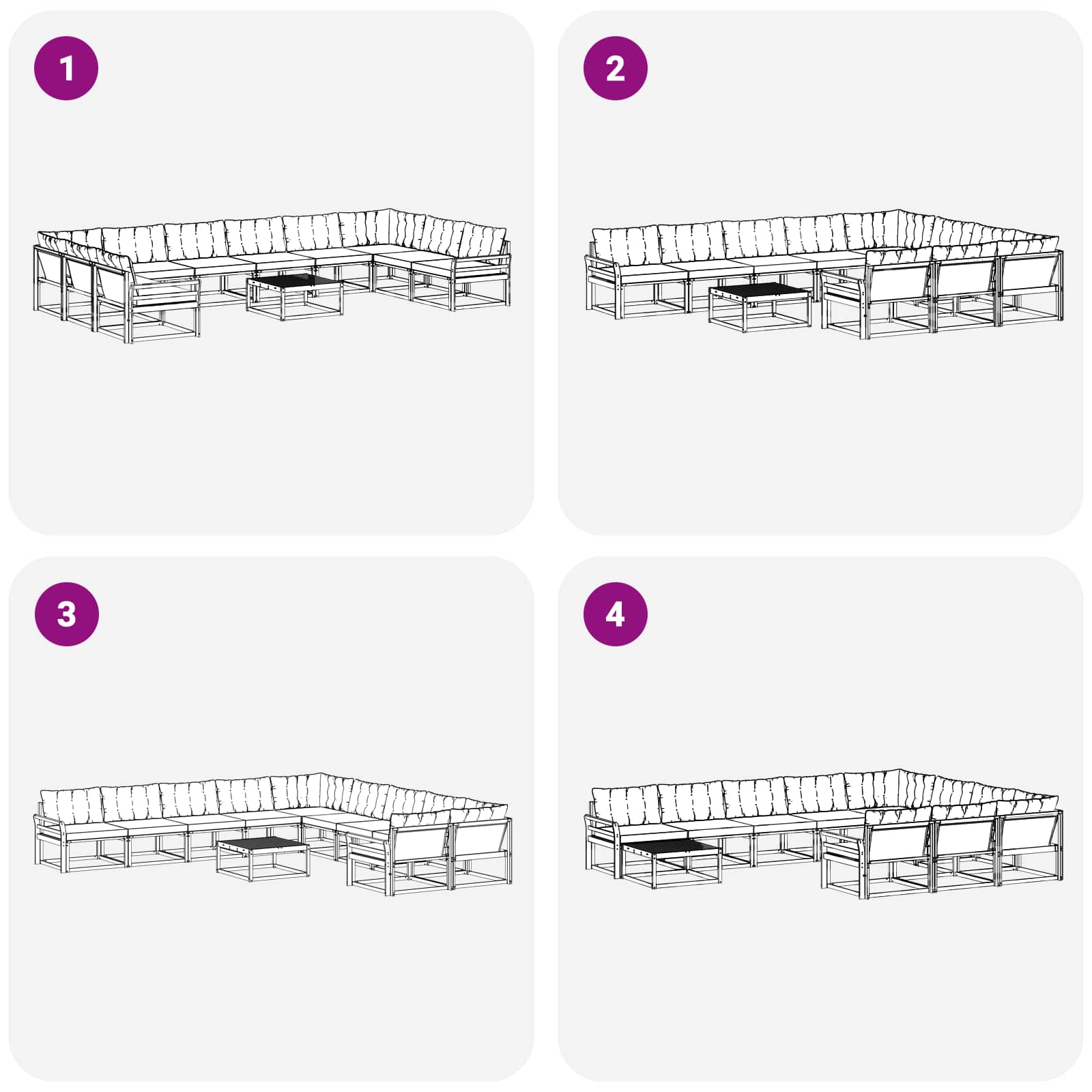 Set vanjskih sofa s jastukom 11 pcs Bijela i krem