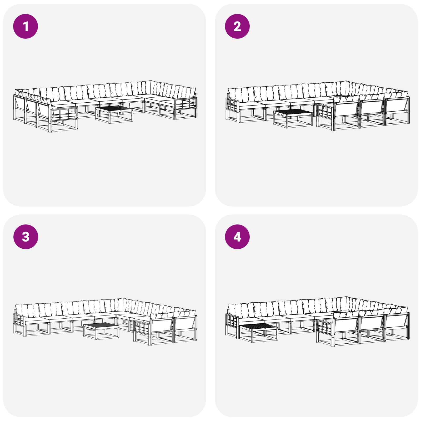 Set vanjskih sofa s jastukom 11 pcs Bijela i krem