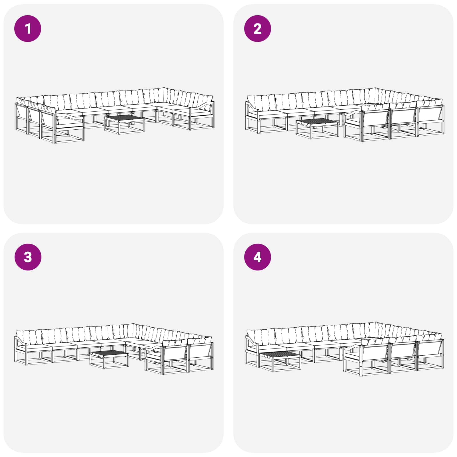 Set vanjskih sofa s jastukom 11 pcs Bijela i krem
