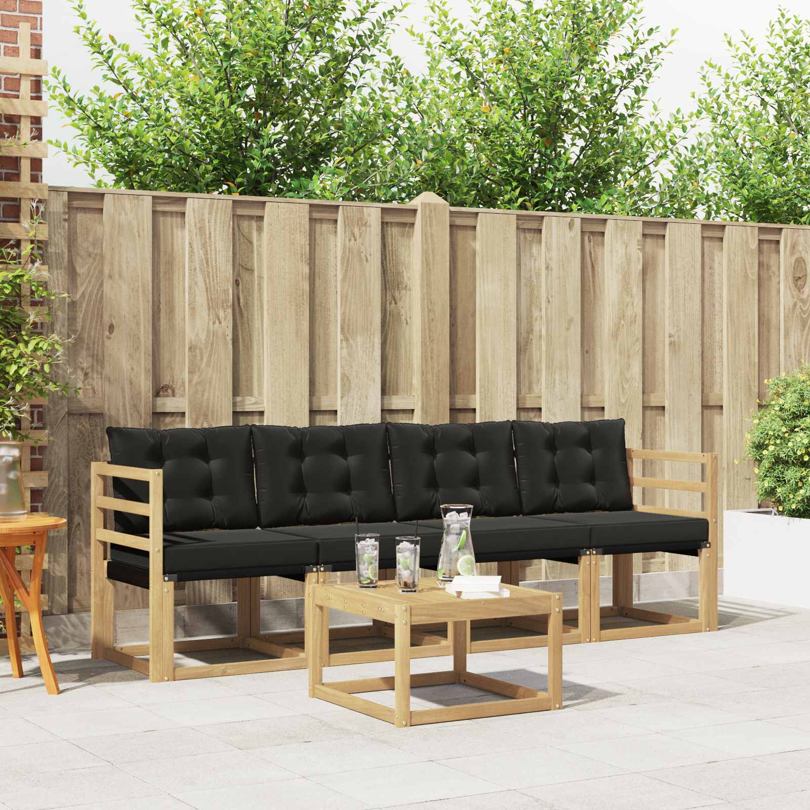 Set vanjskih sofa s jastukom 5 pcs Bijela i crna