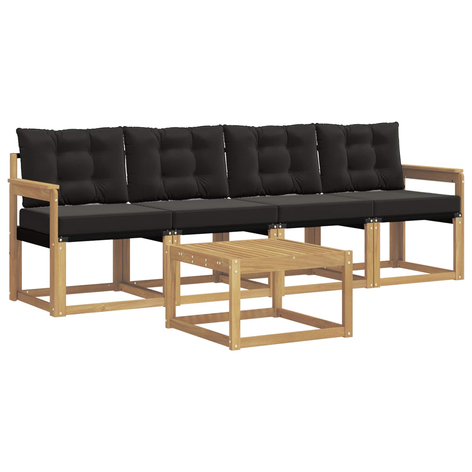 Set vanjskih sofa s jastukom 5 pcs Bijela i crna