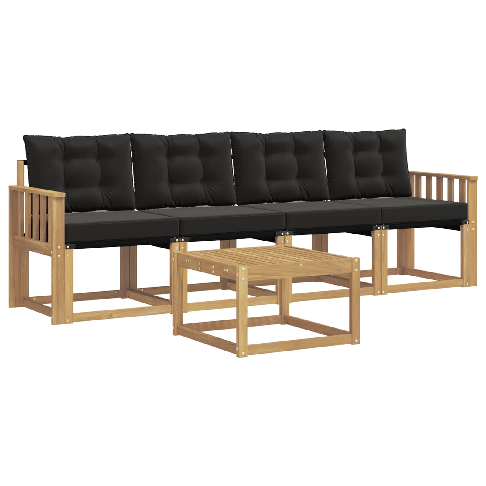 Set vanjskih sofa s jastukom 5 pcs Bijela i crna