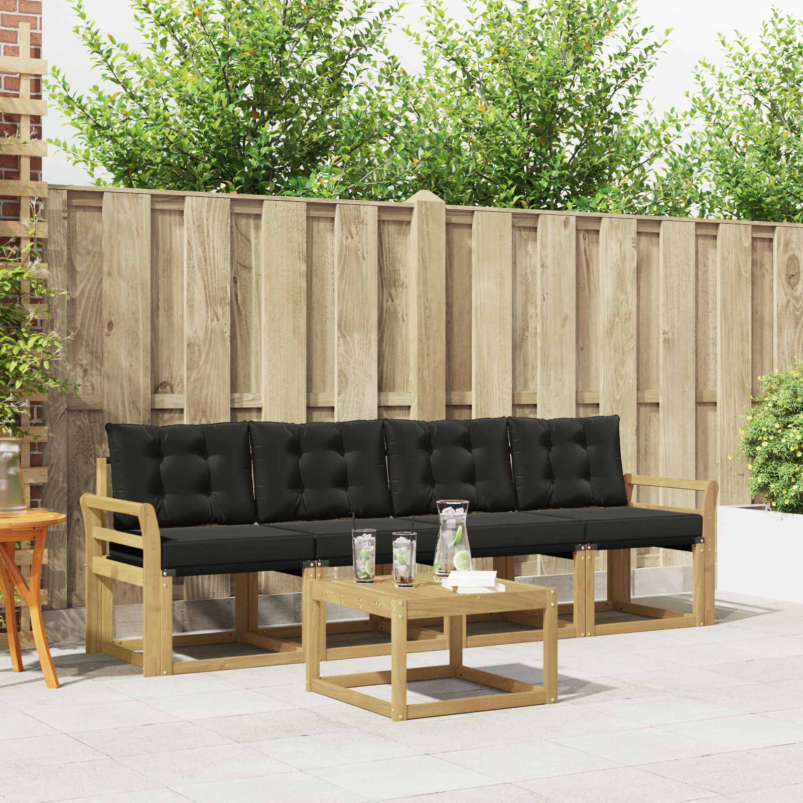 Set vanjskih sofa s jastukom 5 pcs Bijela i crna