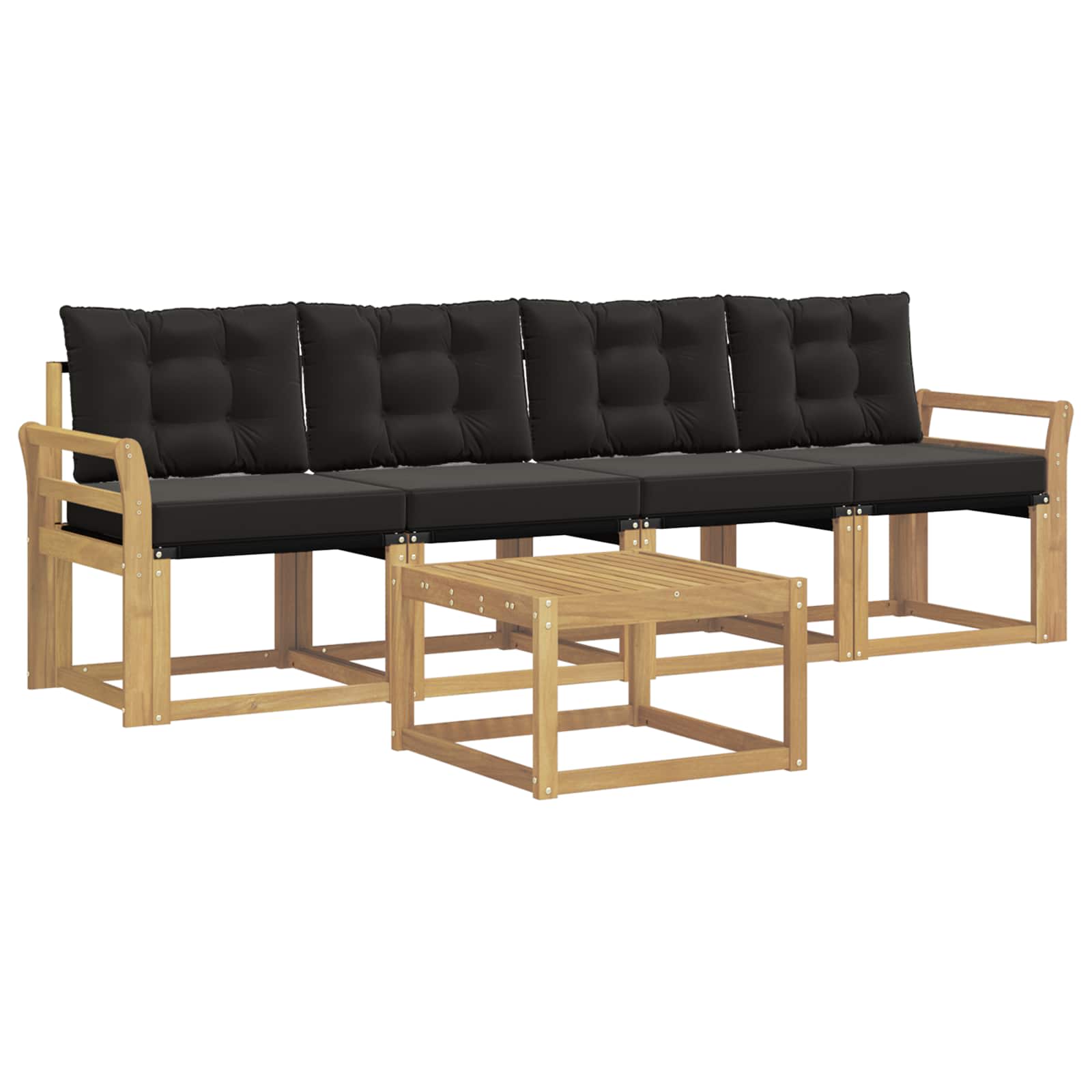 Set vanjskih sofa s jastukom 5 pcs Bijela i crna