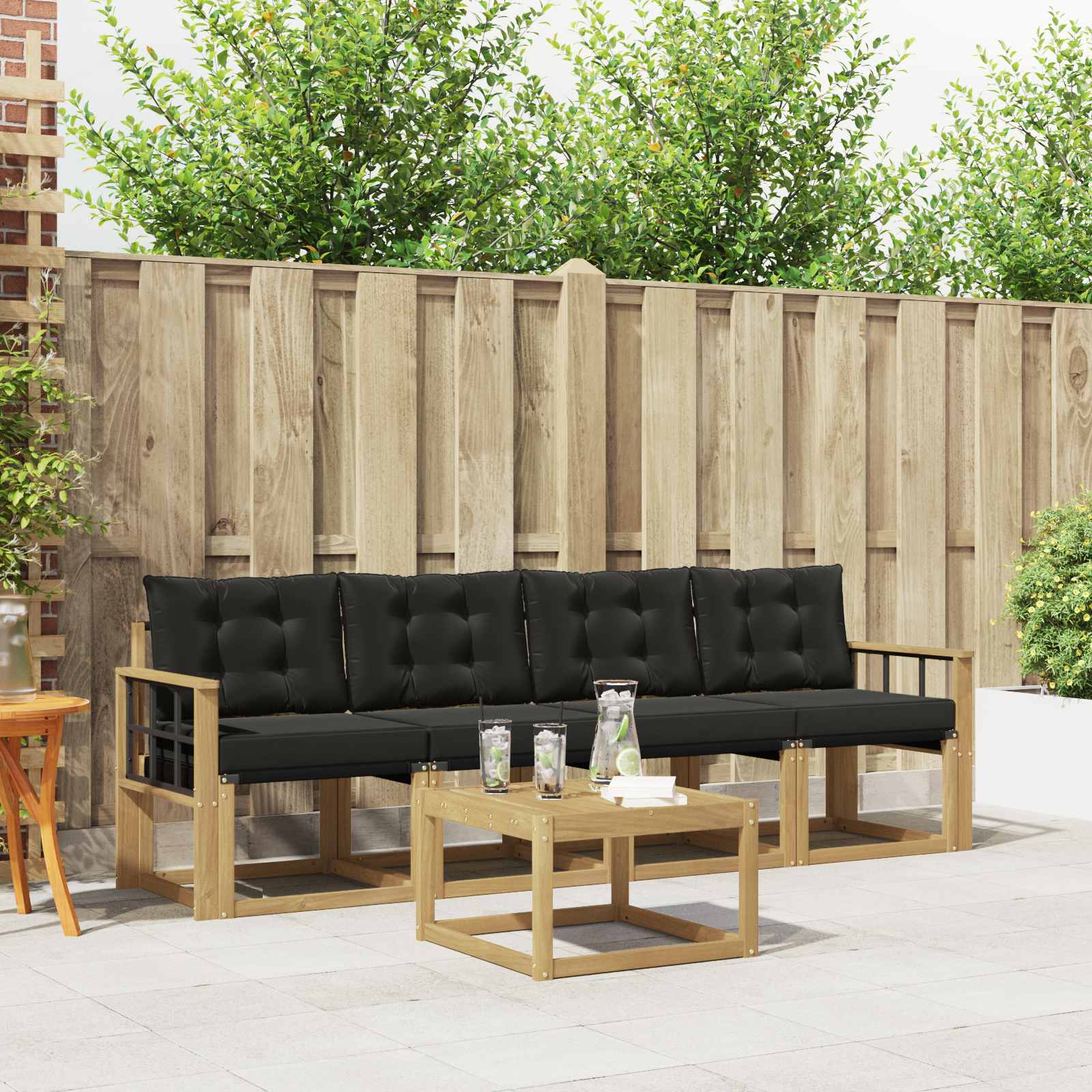 Set vanjskih sofa s jastukom 5 pcs Bijela i crna