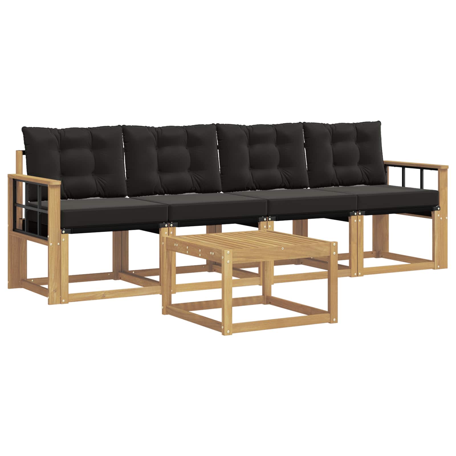 Set vanjskih sofa s jastukom 5 pcs Bijela i crna