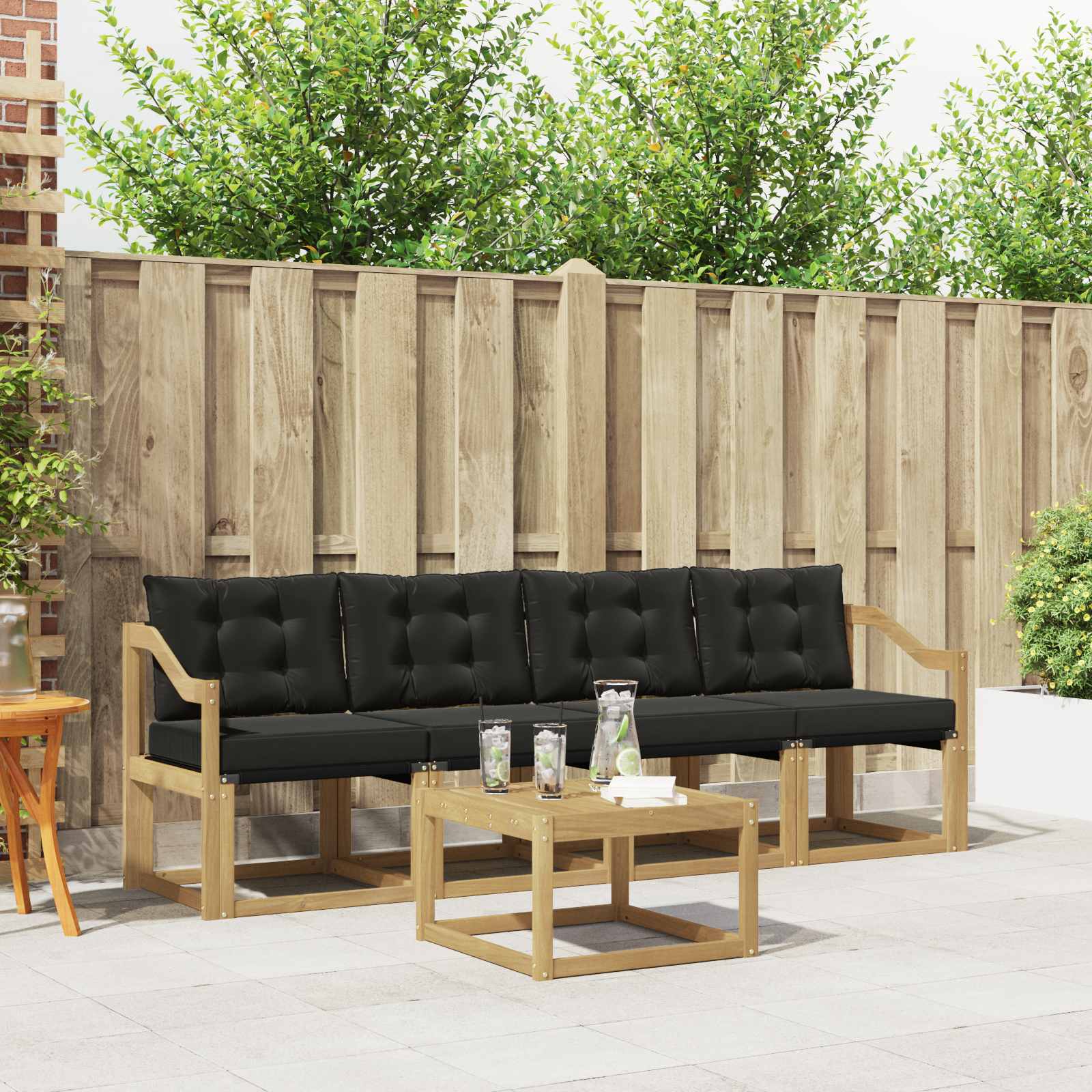 Set vanjskih sofa s jastukom 5 pcs Bijela i crna