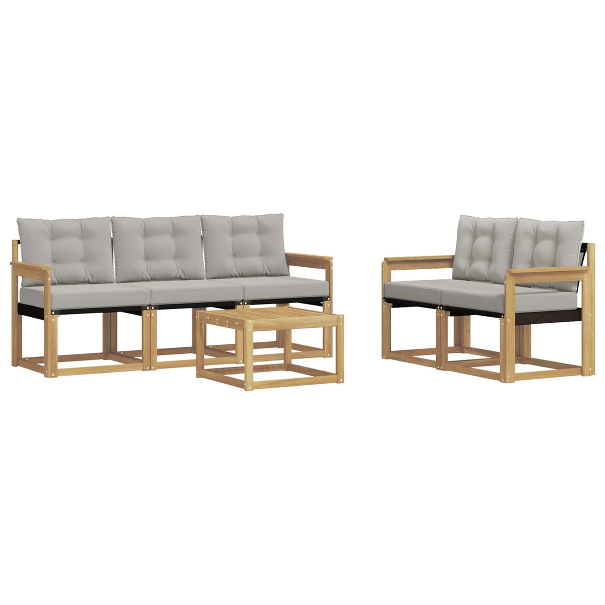 Set vanjskih sofa 6 kom. Bijela i svjetlosiva Smeđa 59 x 59 x 37 cm