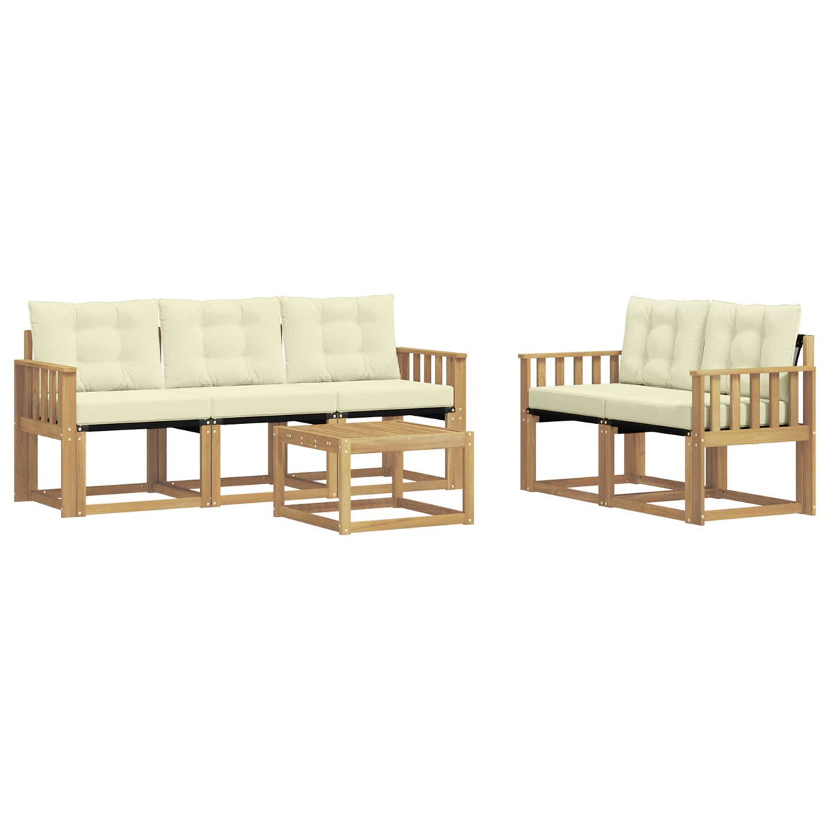 Set vanjskih sofa 6 kom. Bijela i krem Smeđa 59 x 59 x 37 cm