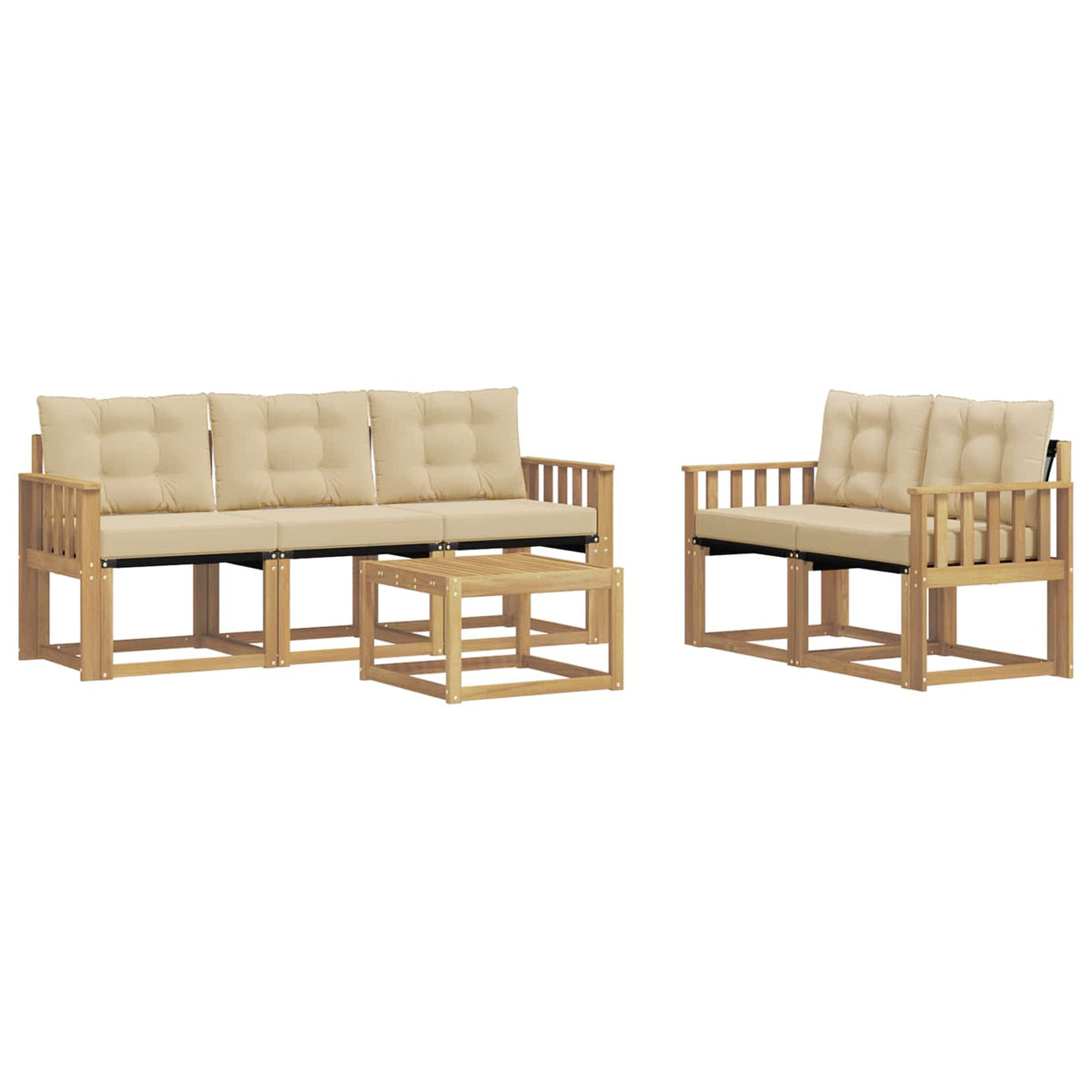 Set vanjskih sofa 6 kom. Bijela i bež Smeđa 59 x 59 x 37 cm