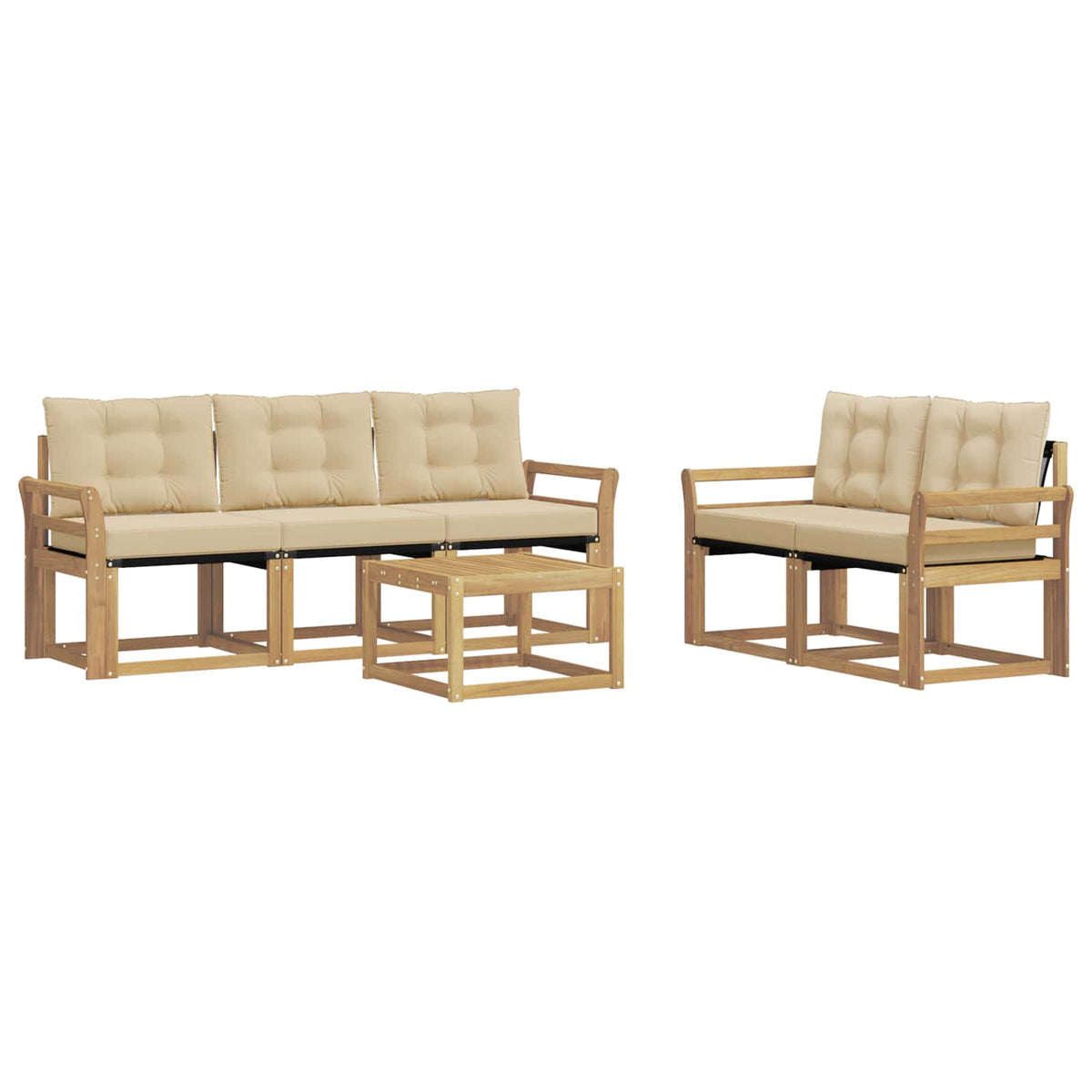 Set vanjskih sofa 6 kom. Bijela i bež Smeđa 59 x 59 x 37 cm