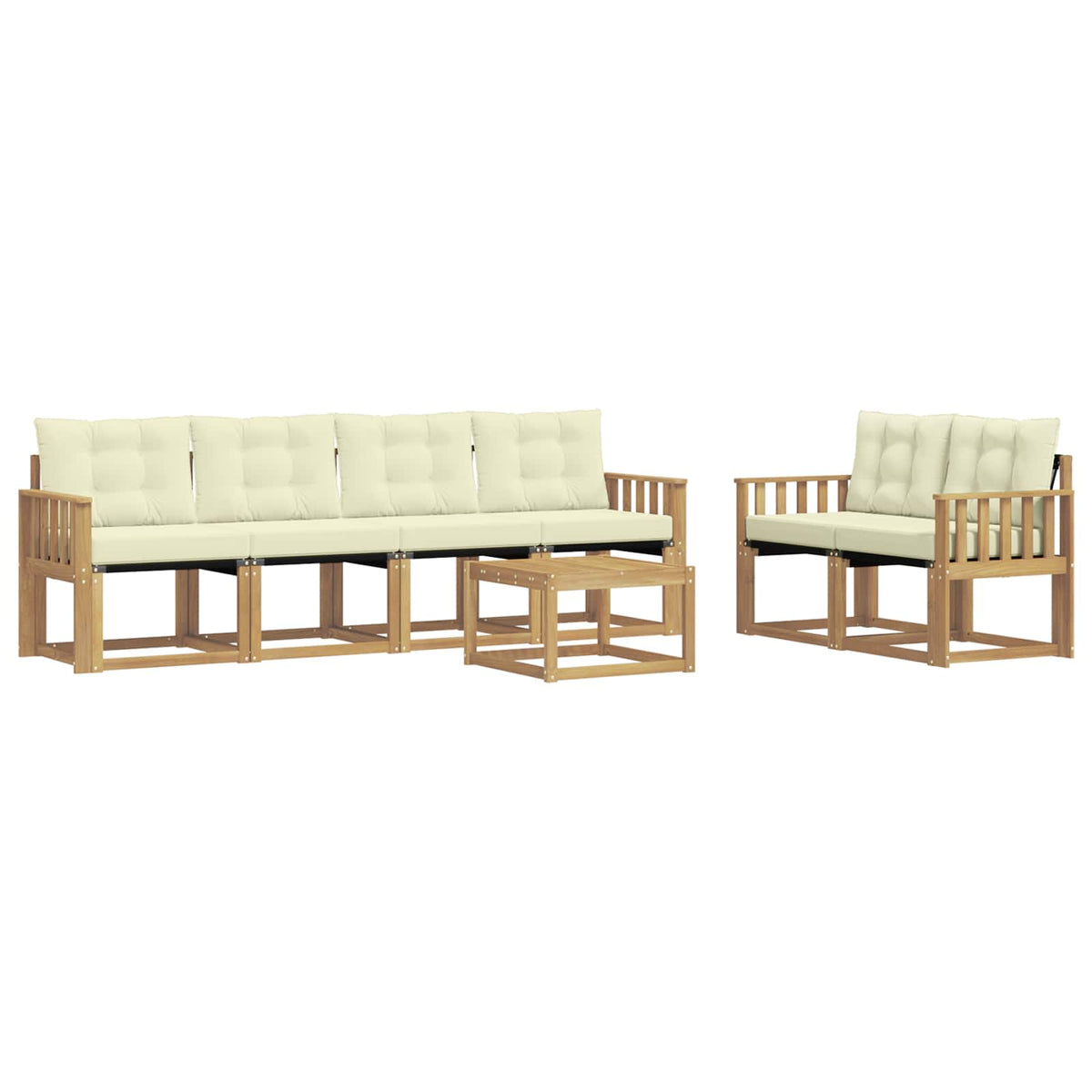 Set vanjskih sofa 7 kom. Bijela i krem Smeđa 59 x 59 x 37 cm
