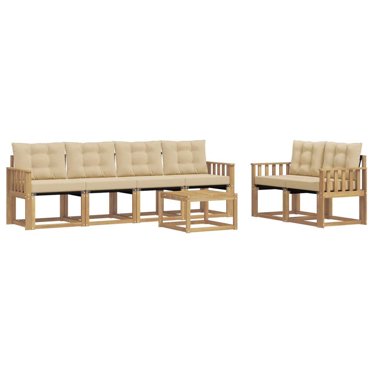 Set vanjskih sofa 7 kom. Bijela i bež Smeđa 59 x 59 x 37 cm