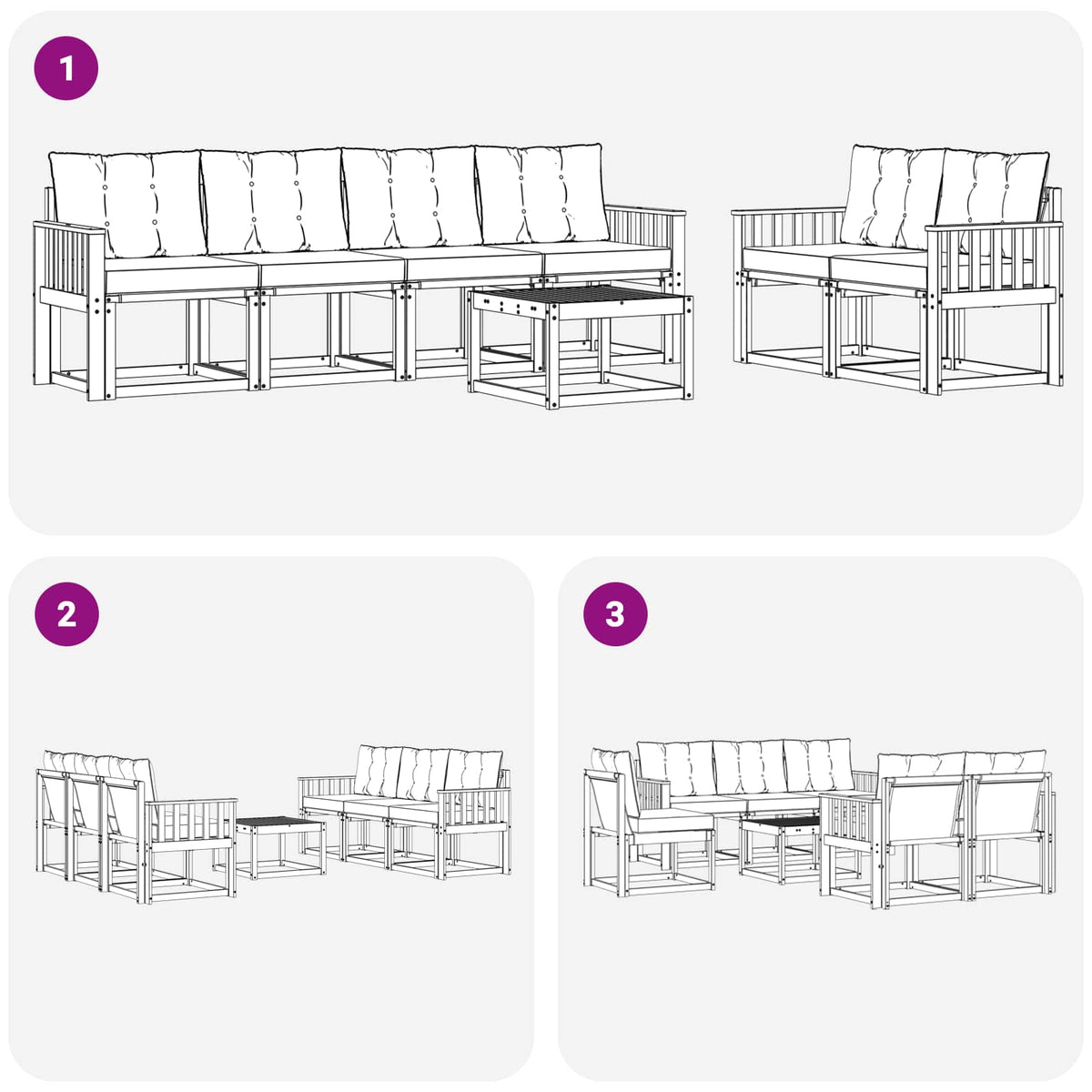 Set vanjskih sofa 7 kom. Bijela i bež Smeđa 59 x 59 x 37 cm