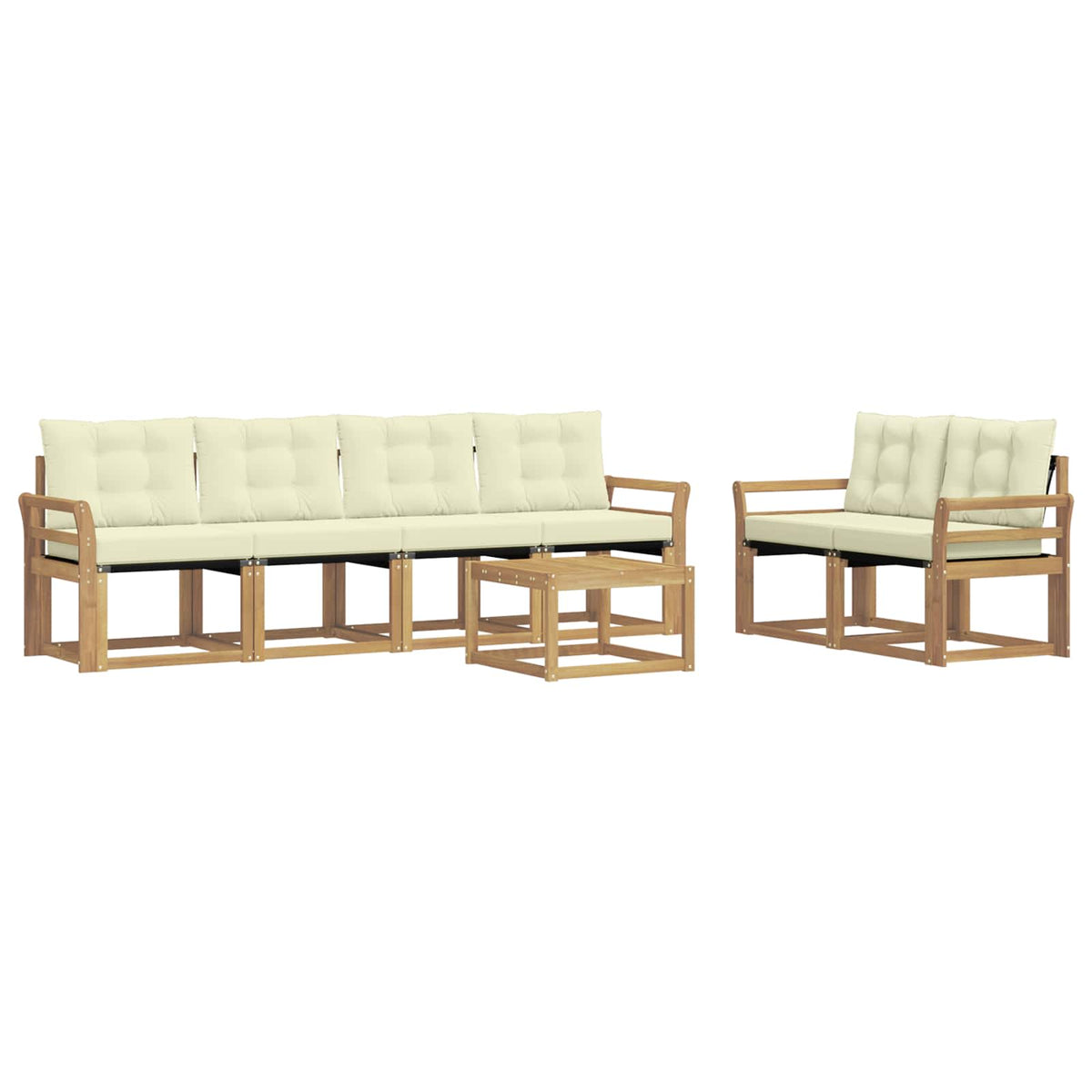Set vanjskih sofa 7 kom. Bijela i krem Smeđa 59 x 59 x 37 cm
