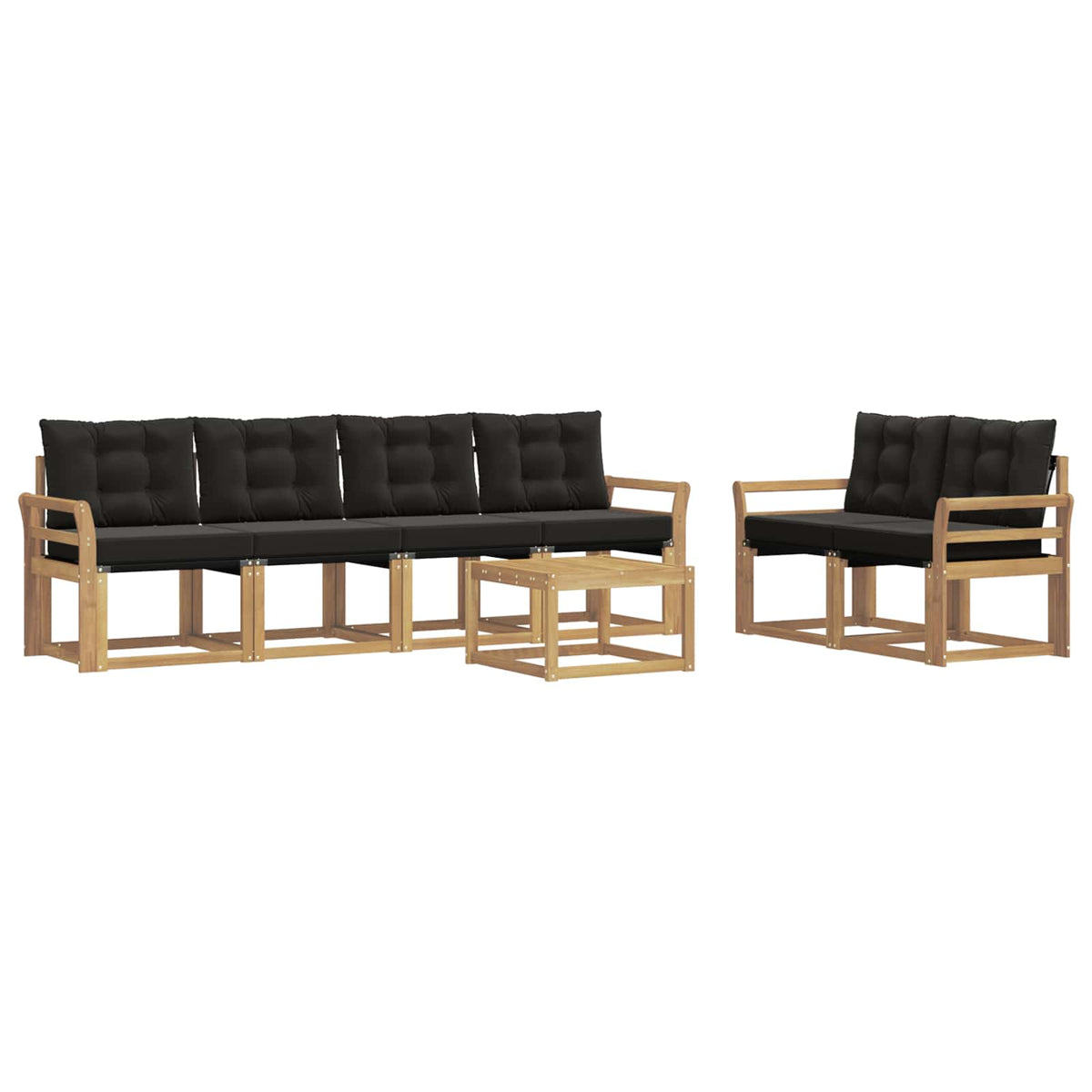 Set vanjskih sofa 7 kom. Bijela i crna Smeđa 59 x 59 x 37 cm