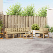 Set vanjskih sofa 7 kom. Bijela i bež Smeđa 59 x 59 x 37 cm