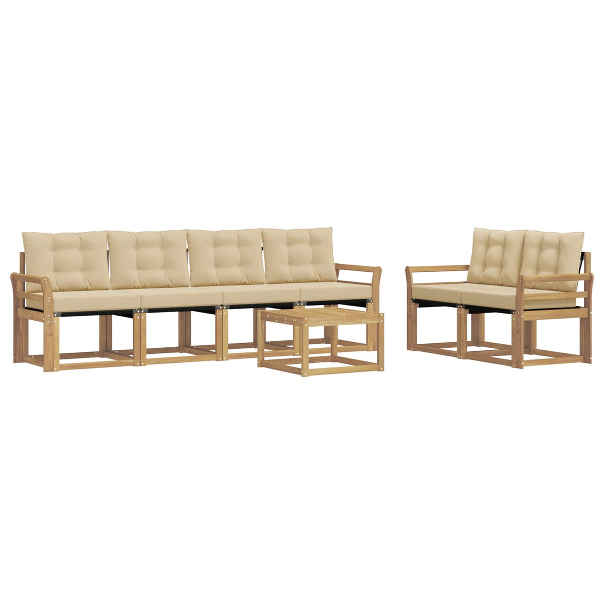 Set vanjskih sofa 7 kom. Bijela i bež Smeđa 59 x 59 x 37 cm