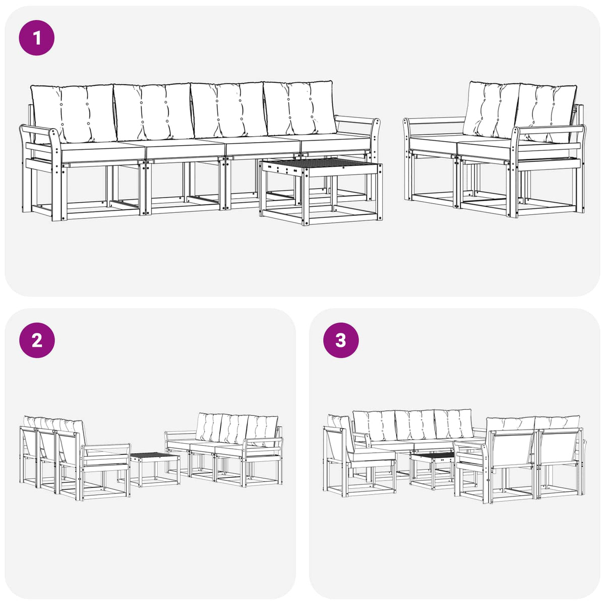 Set vanjskih sofa 7 kom. Bijela i bež Smeđa 59 x 59 x 37 cm