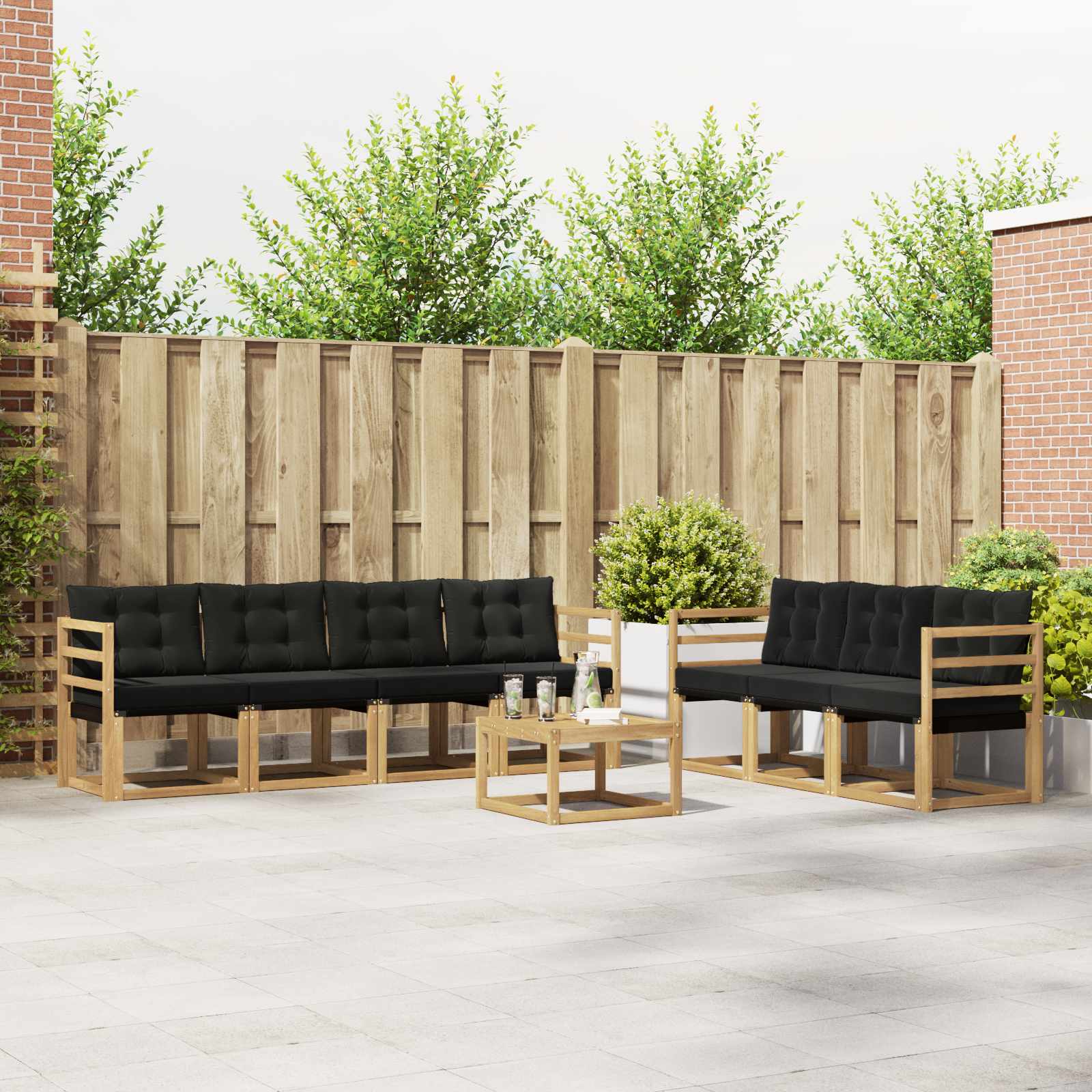 Set vanjskih sofa s jastukom 8 pcs Bijela i crna