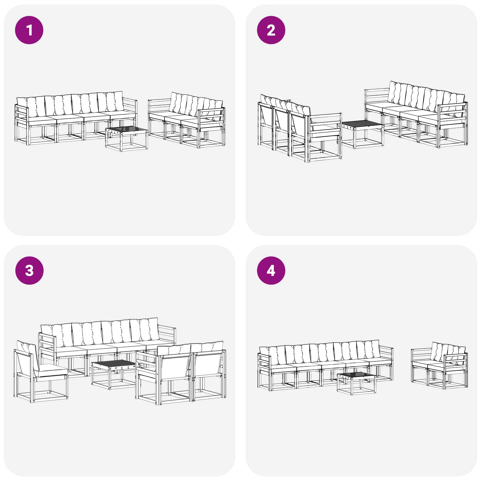 Set vanjskih sofa s jastukom 8 pcs Bijela i crna