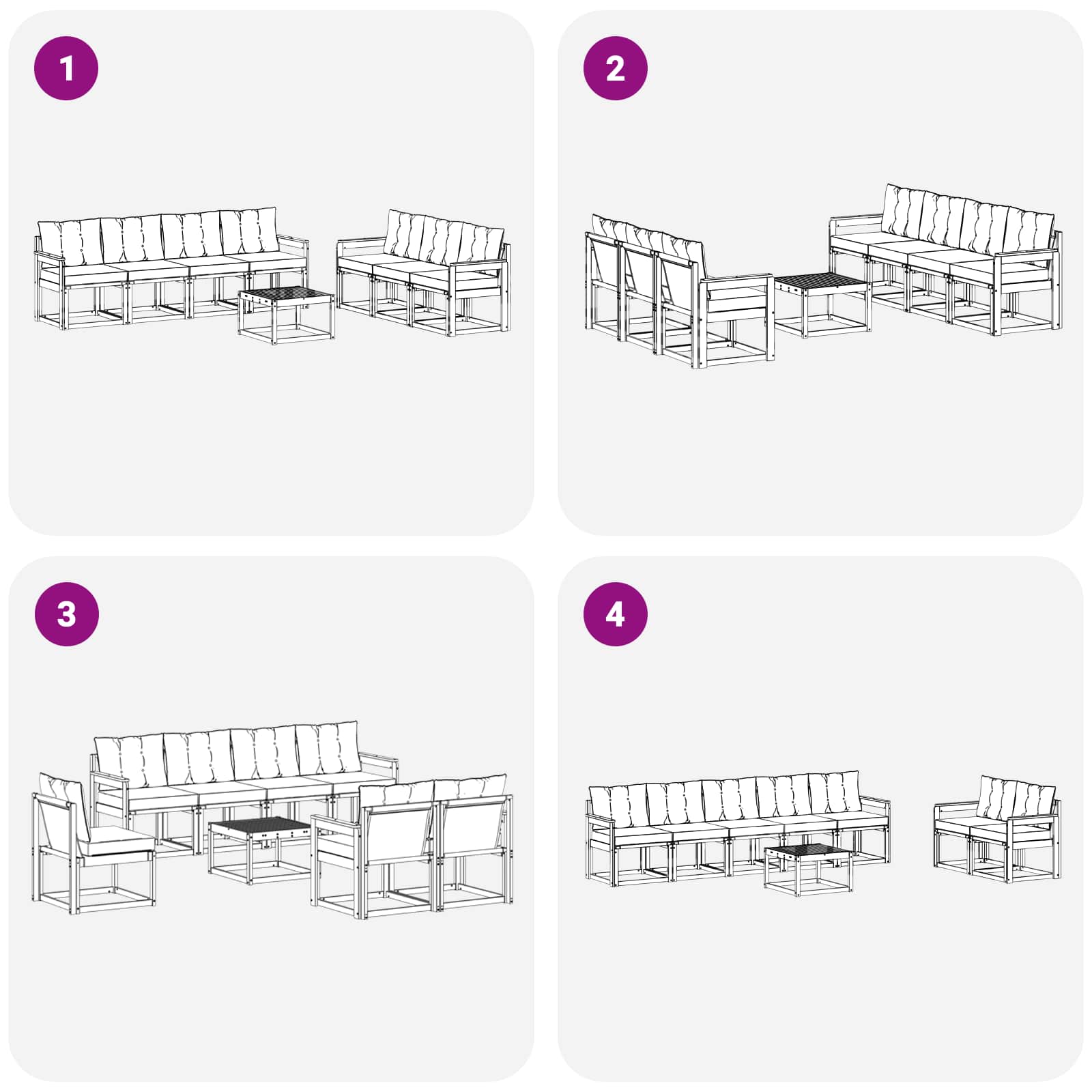 Set vanjskih sofa s jastukom 8 pcs Bijela i crna