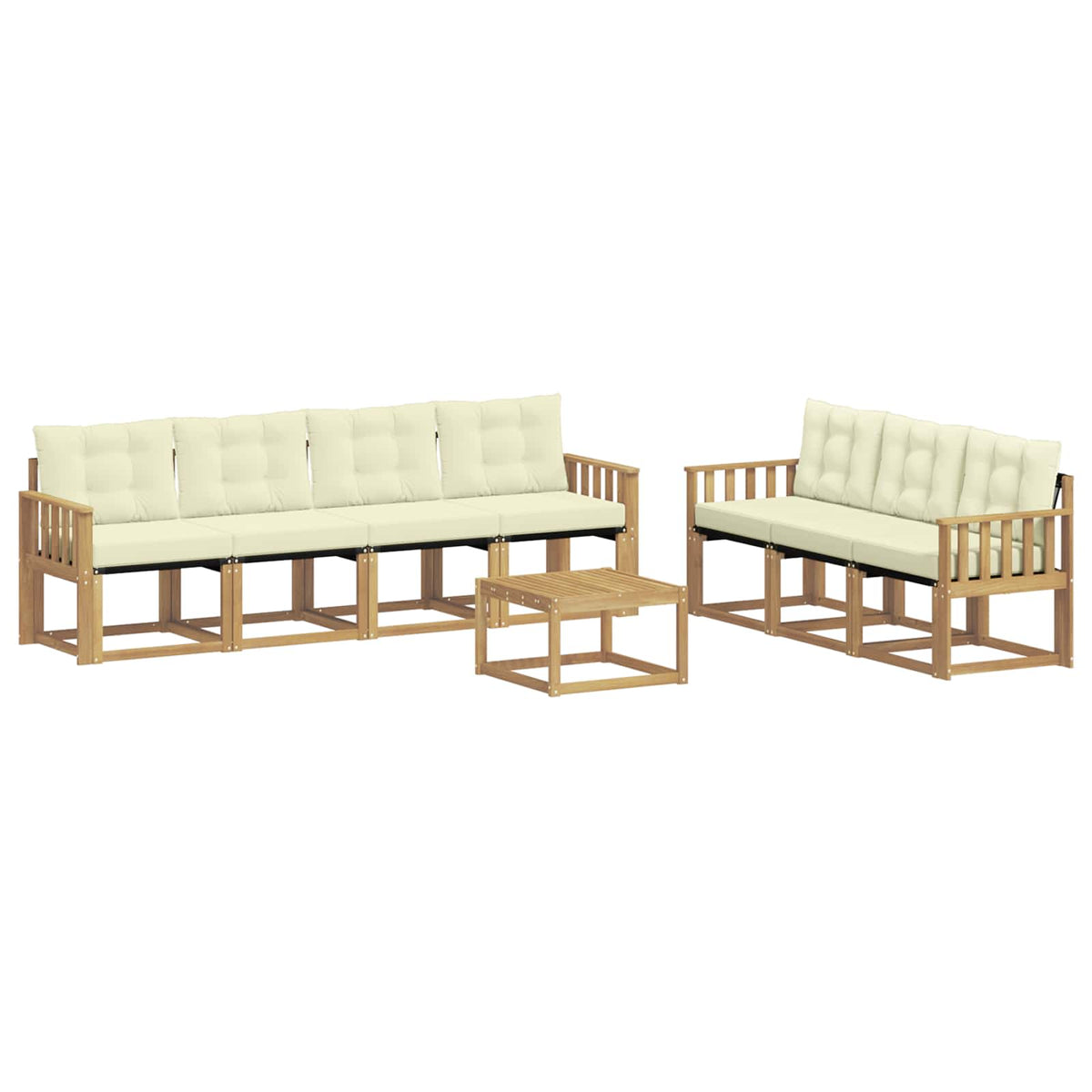 Set vanjskih sofa 8 kom. Bijela i krem Smeđa 59 x 59 x 37 cm