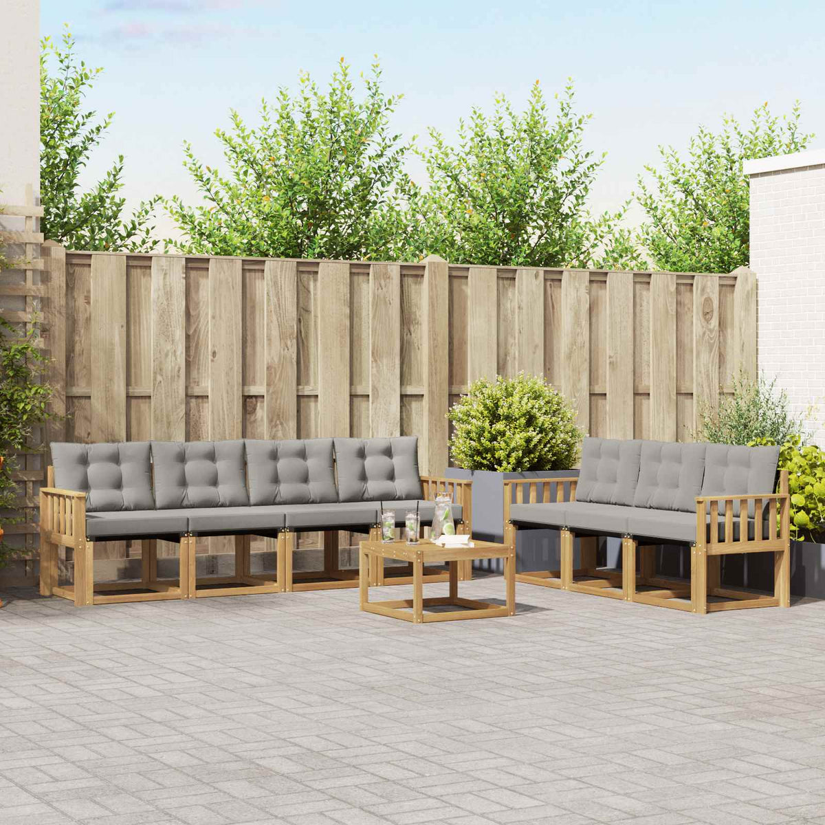 Set vanjskih sofa 8 kom. Bijela i svjetlosiva Smeđa 59 x 59 x 37 cm