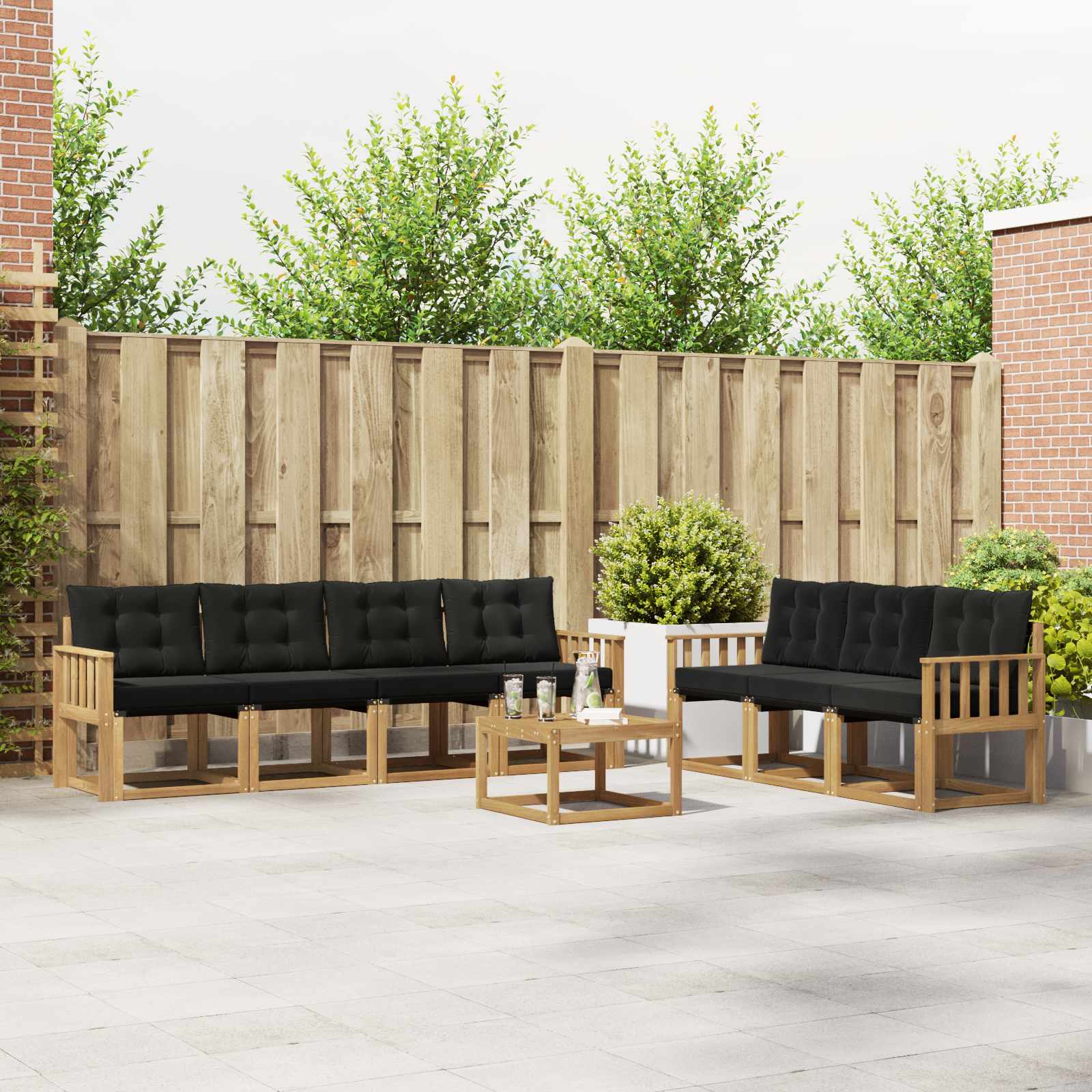 Set vanjskih sofa s jastukom 8 pcs Bijela i crna