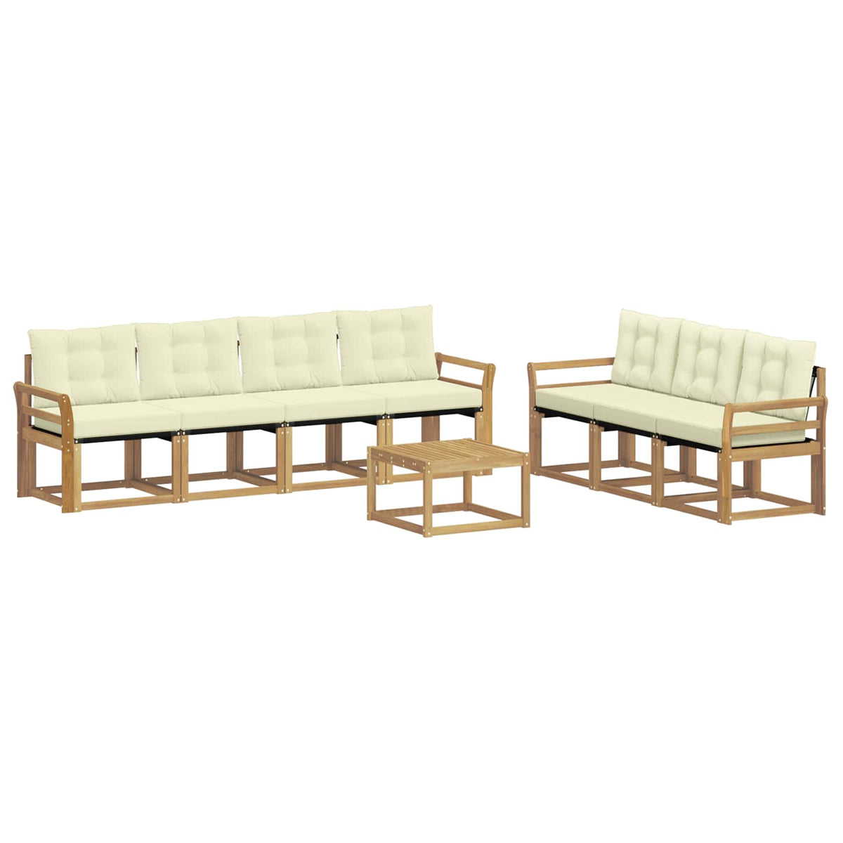 Set vanjskih sofa 8 kom. Bijela i krem Smeđa 59 x 59 x 37 cm