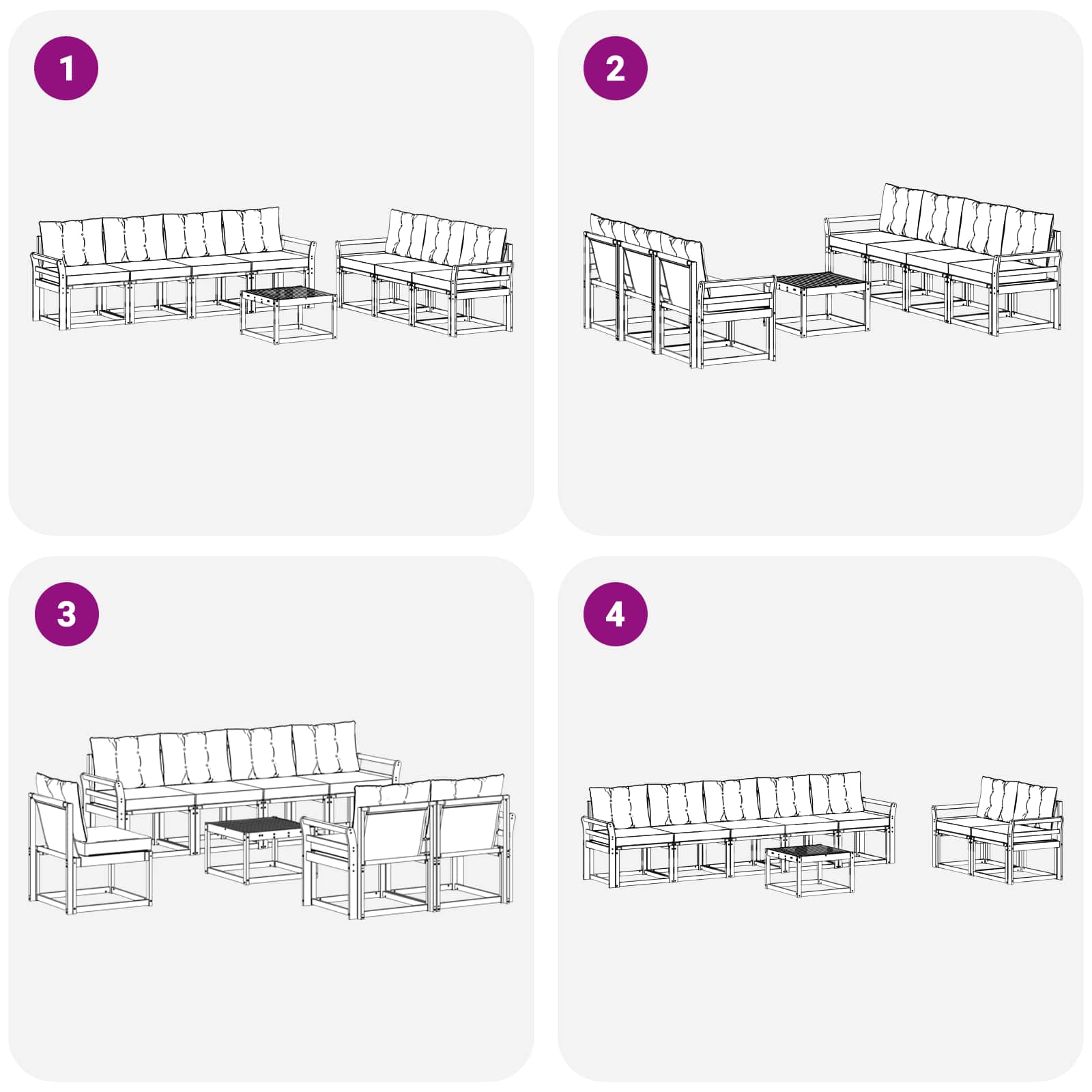 Set vanjskih sofa s jastukom 8 pcs Bijela i crna