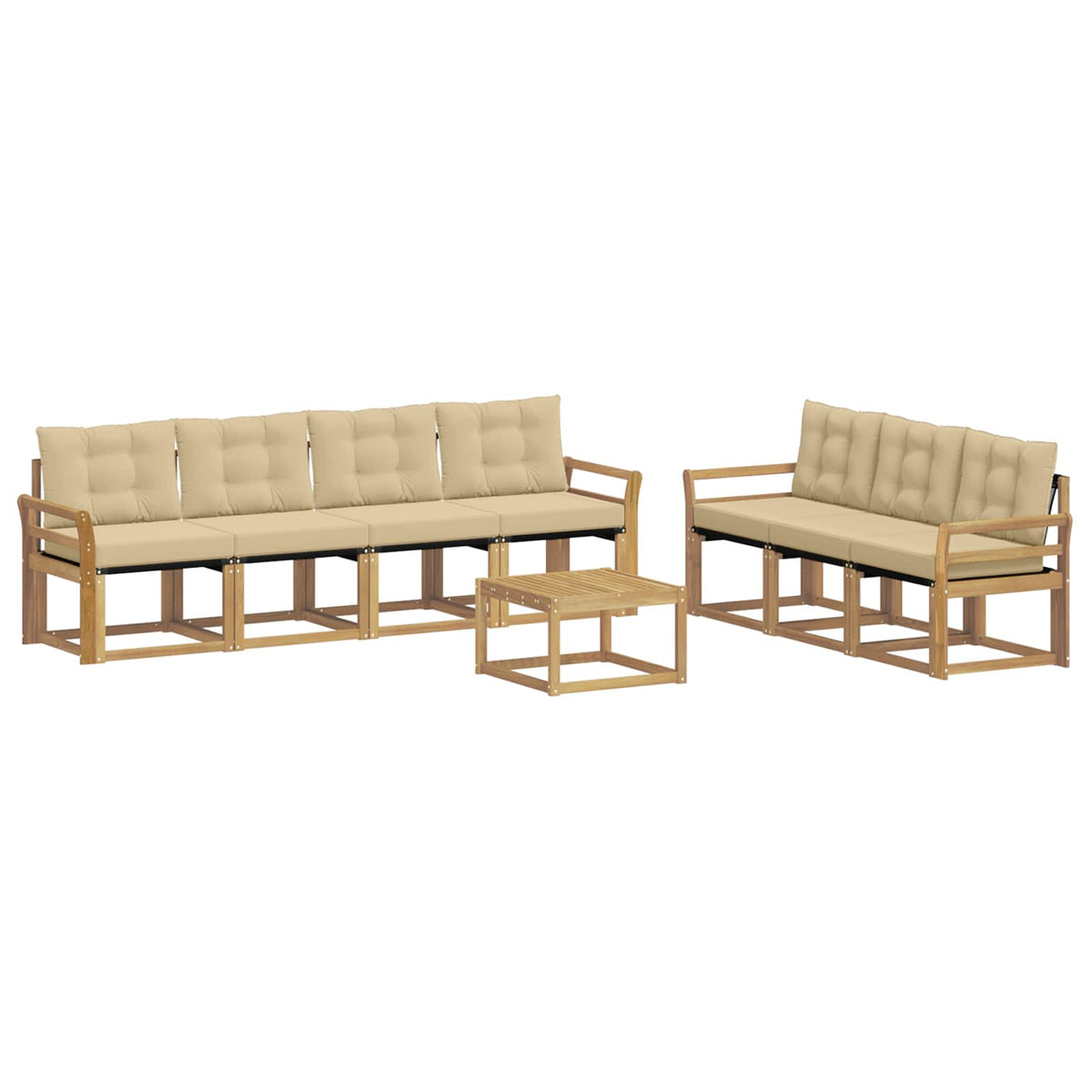 Set vanjskih sofa 8 kom. Bijela i bež Smeđa 59 x 59 x 37 cm