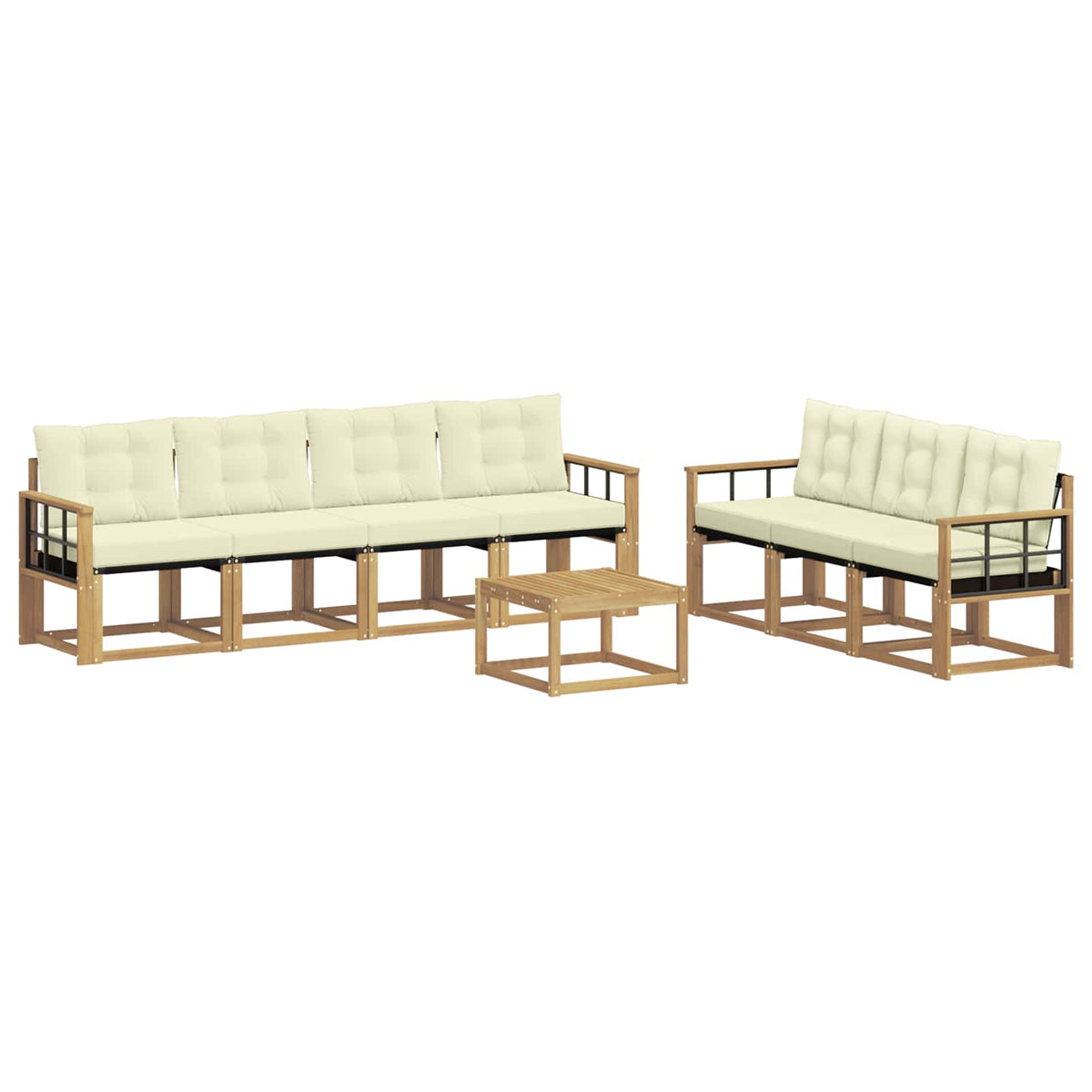 Set vanjskih sofa 8 kom. Bijela i krem Smeđa 59 x 59 x 37 cm
