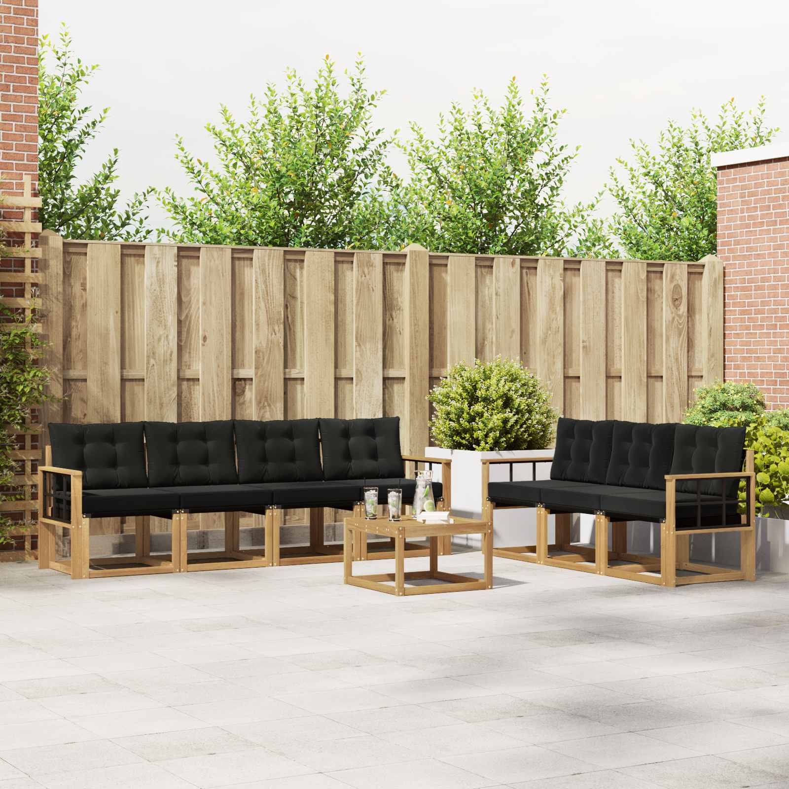 Set vanjskih sofa s jastukom 8 pcs Bijela i crna