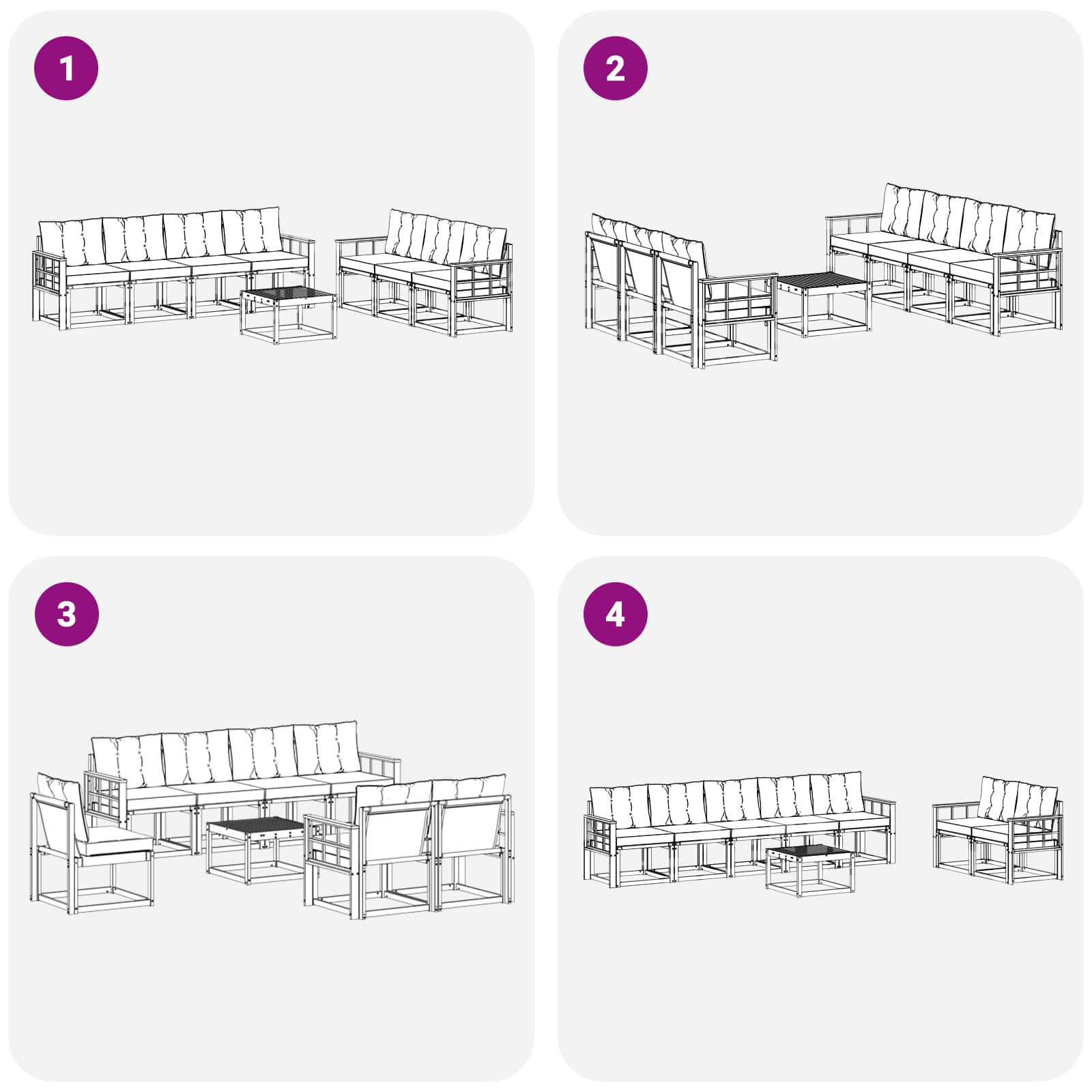 Set vanjskih sofa s jastukom 8 pcs Bijela i crna