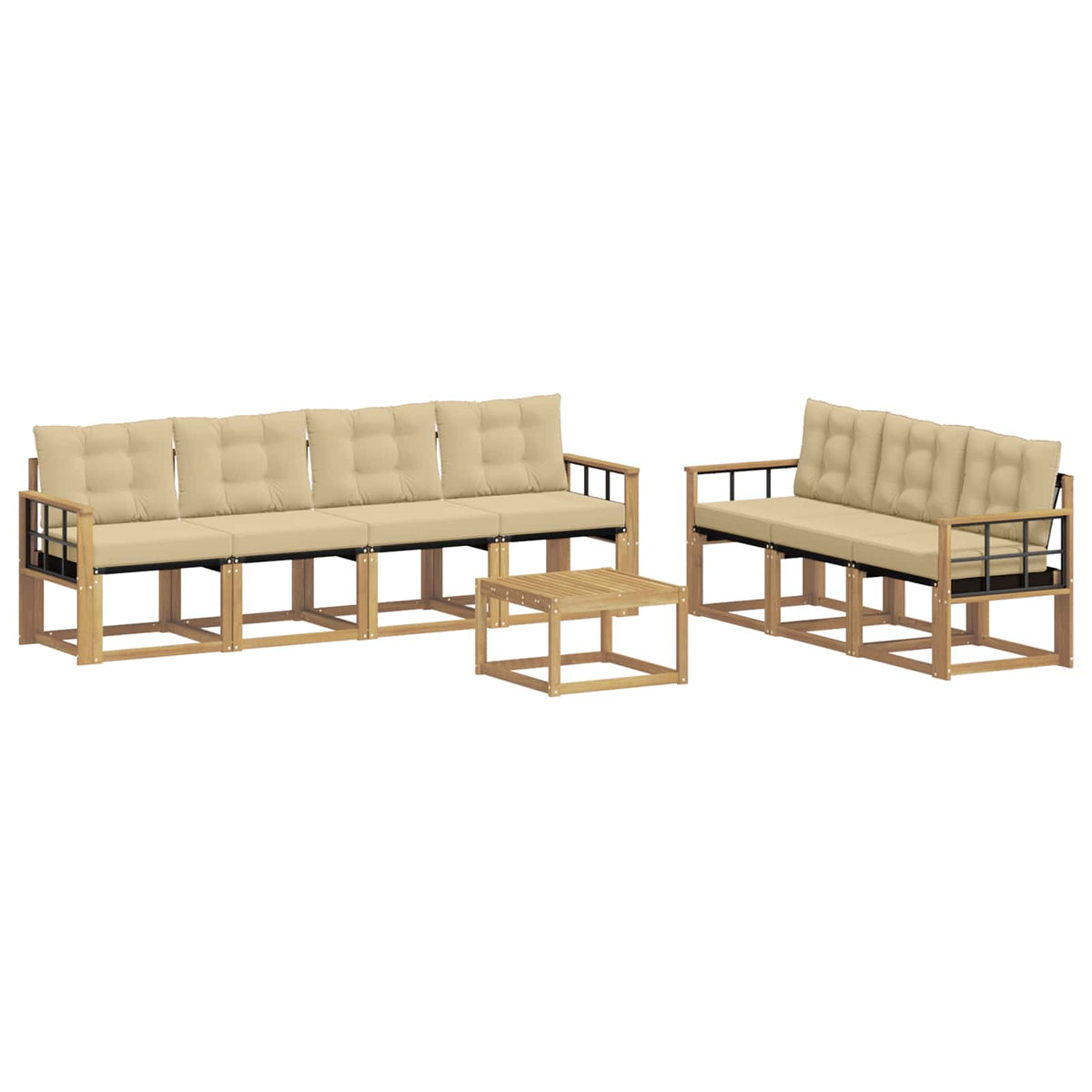 Set vanjskih sofa 8 kom. Bijela i bež Smeđa 59 x 59 x 37 cm