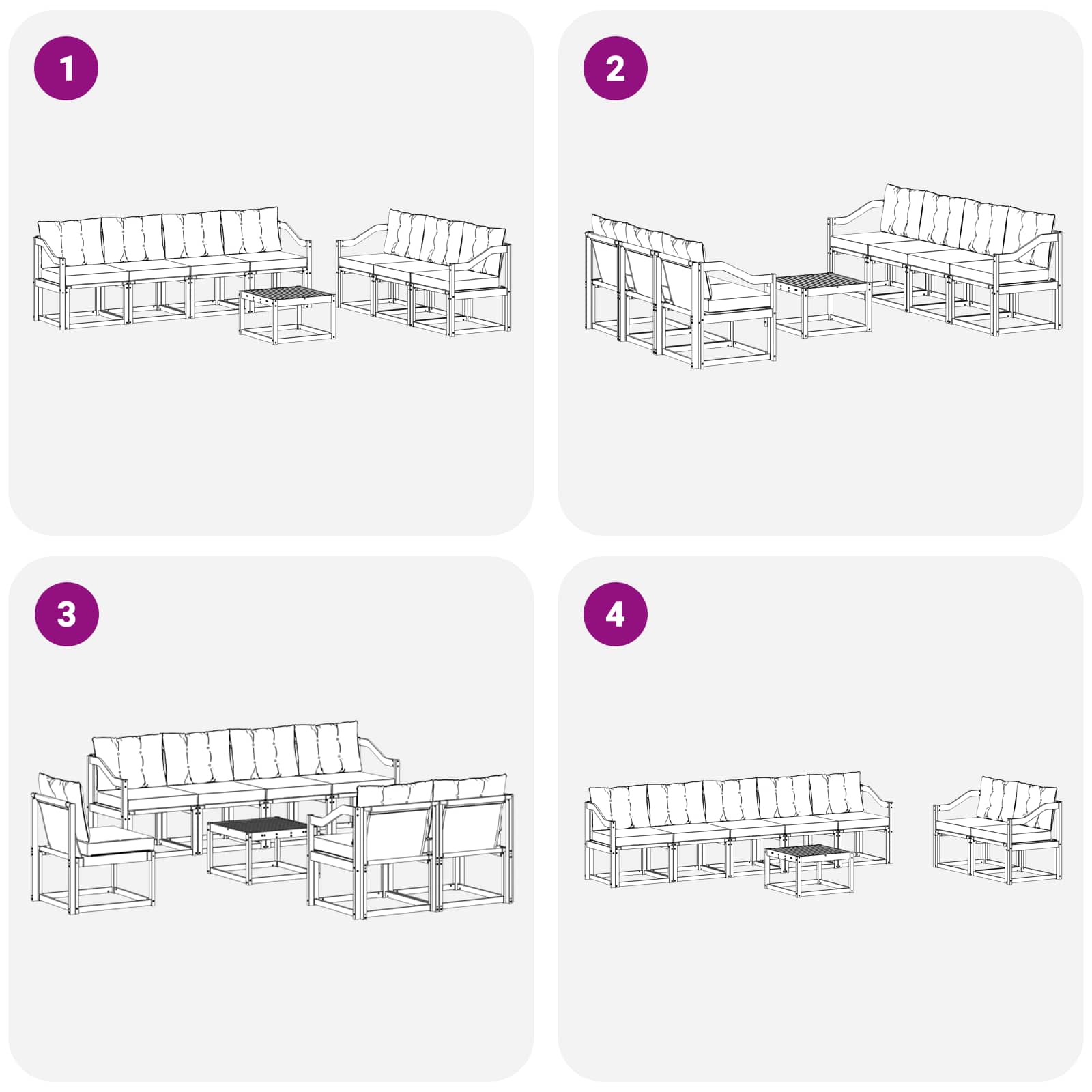 Set vanjskih sofa s jastukom 8 pcs Bijela i crna