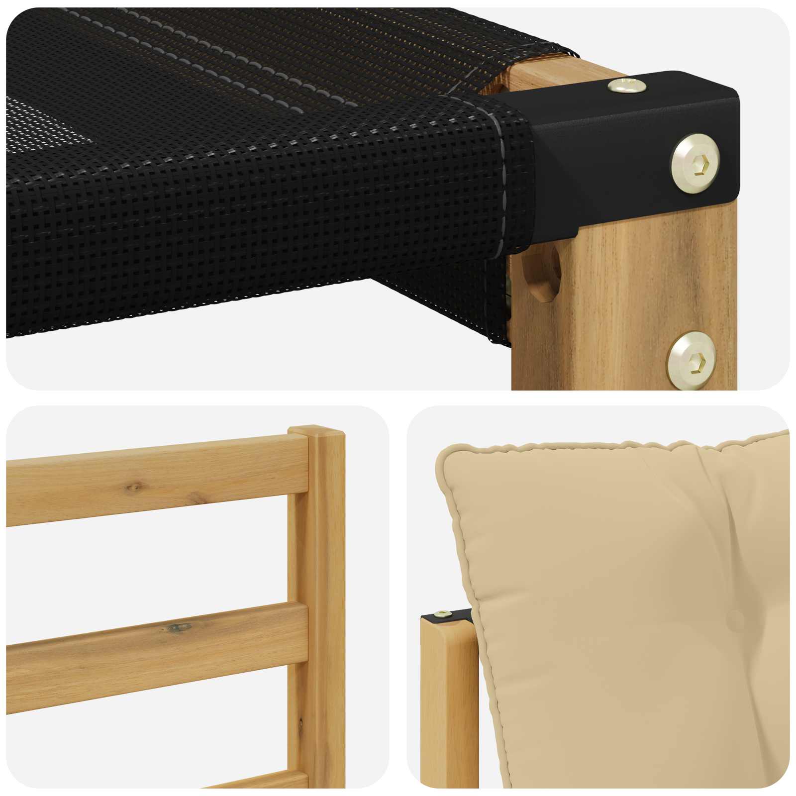 Set vanjskih sofa s jastukom 4 pcs Bijela i bež