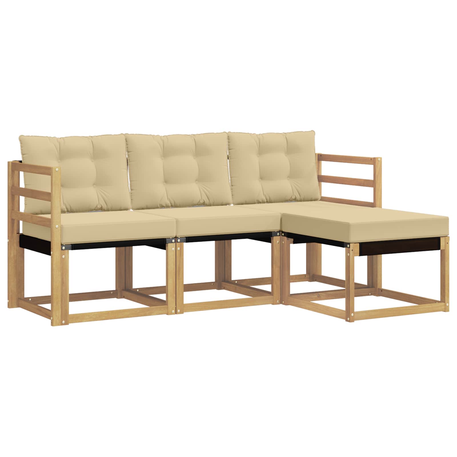 Set vanjskih sofa s jastukom 4 pcs Bijela i bež