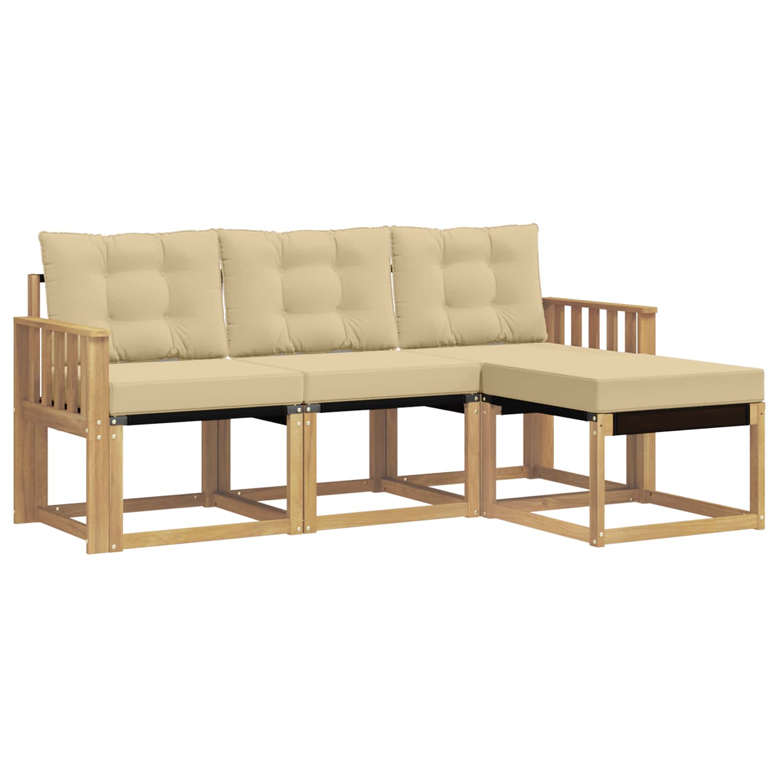 Set vanjskih sofa s jastukom 4 pcs Bijela i bež